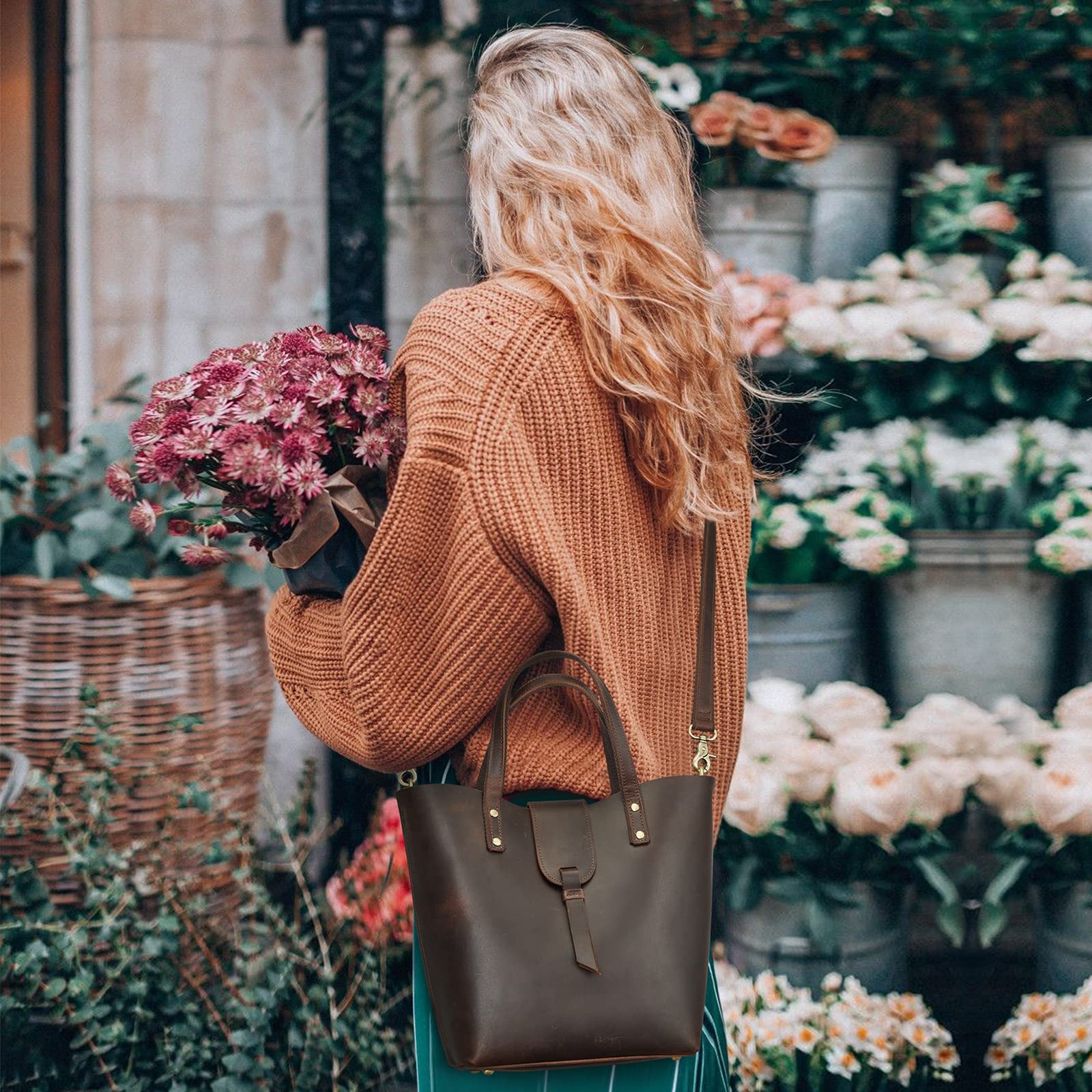 Genuine Leather Top-Handle Crossbody Bags