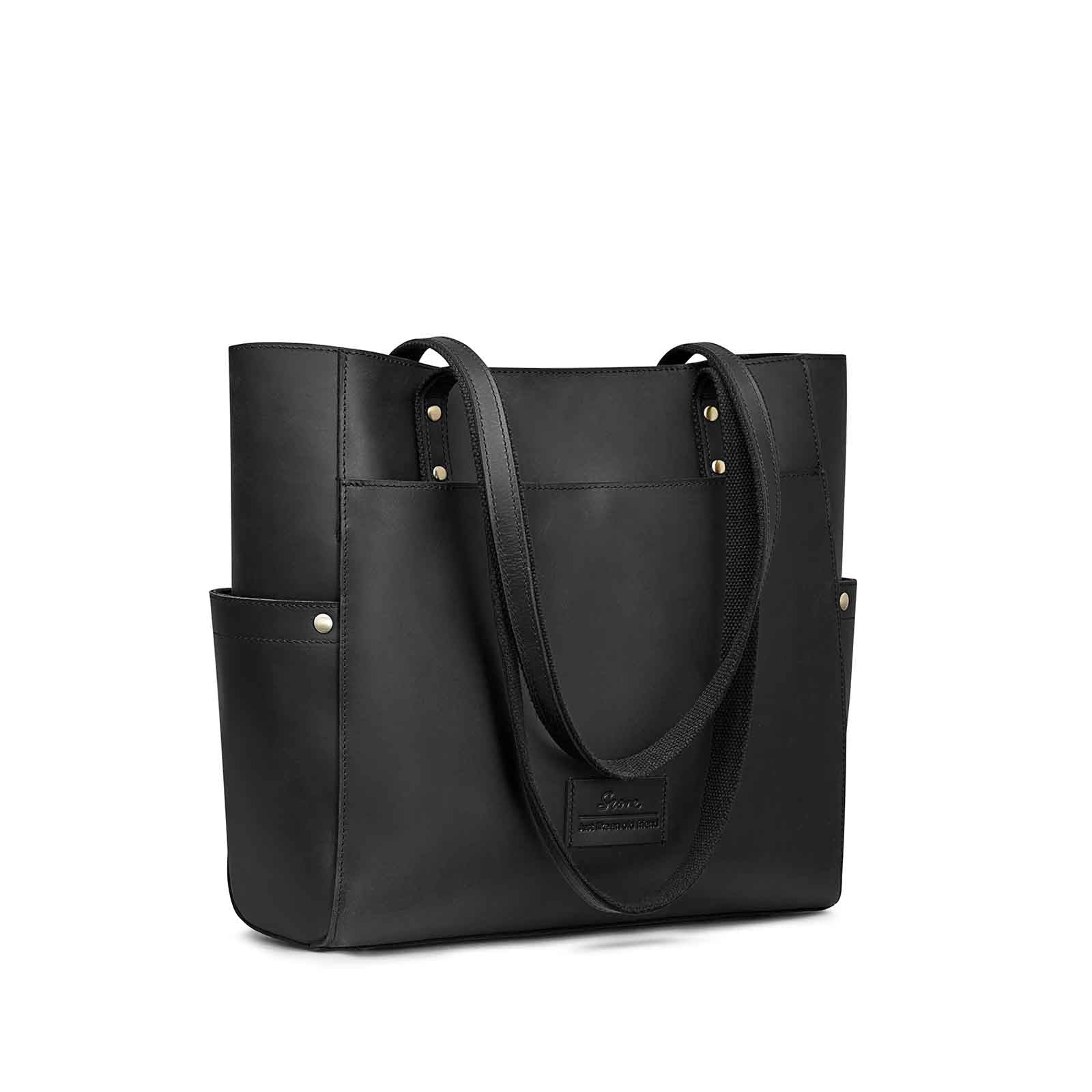 Women Genuine Leather Tote Bag with Side Pocket