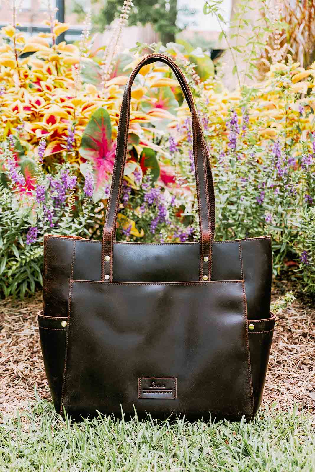 Women Genuine Leather Tote Bag with Side Pocket