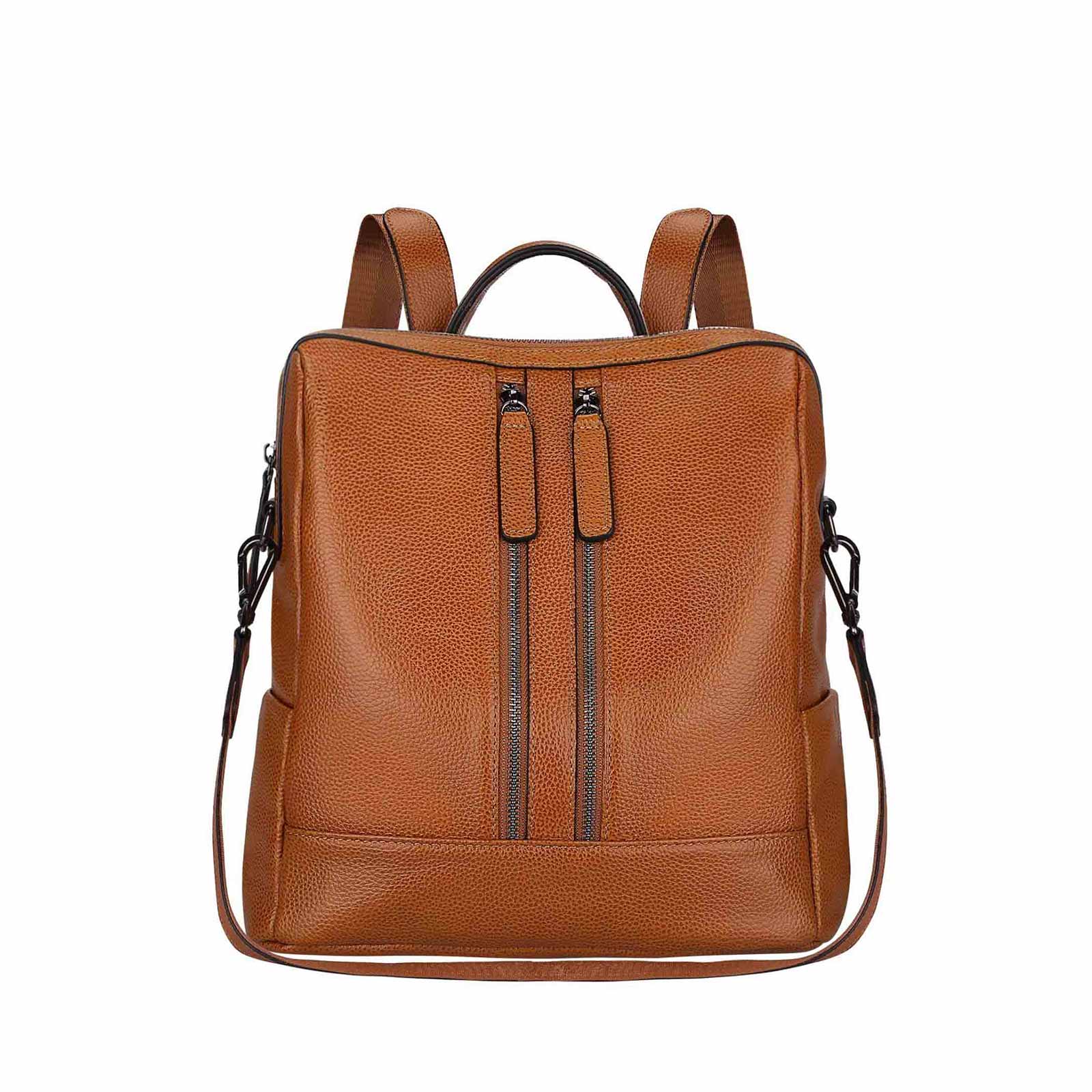 Medium Genuine Leather Backpack, Brown