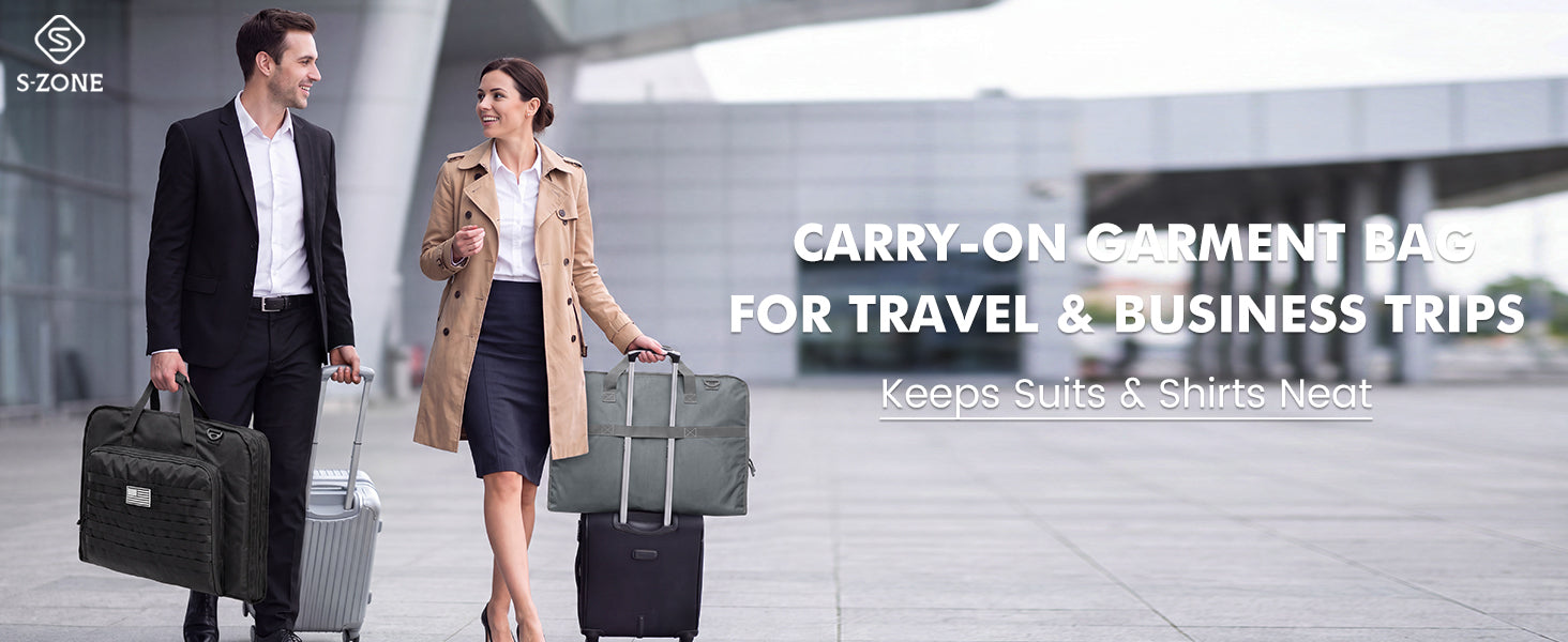 S-ZONE Garment Bags for Travel Carry On Garment Bags for Hanging Clothes Foldable Suit Bag for Men with Shoulder Strap