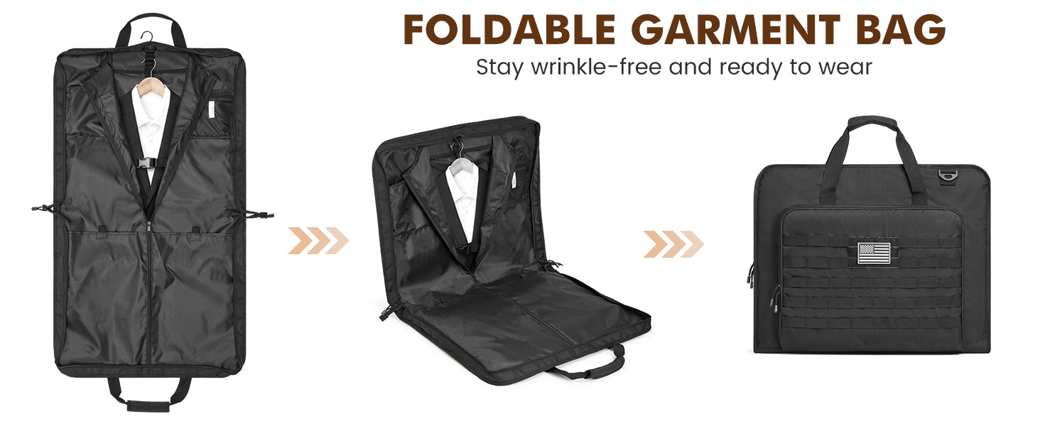 S-ZONE Garment Bags for Travel Carry On Garment Bags for Hanging Clothes Foldable Suit Bag for Men with Shoulder Strap
