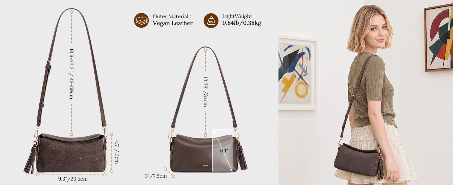 S-ZONE Small Purses for Women, Hobo Crossbody Shoulder Bag 2 Straps