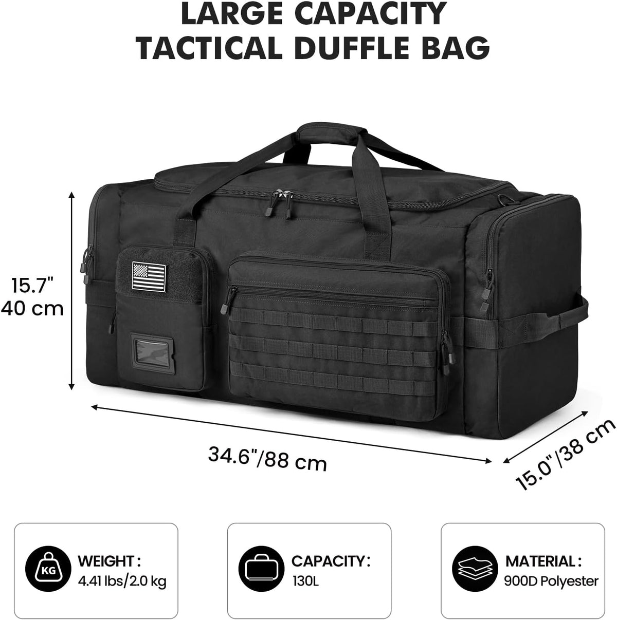 S-ZONE 130L Extra Large 3 in 1 Duffle Bag for Travel Gym Sport Backpack