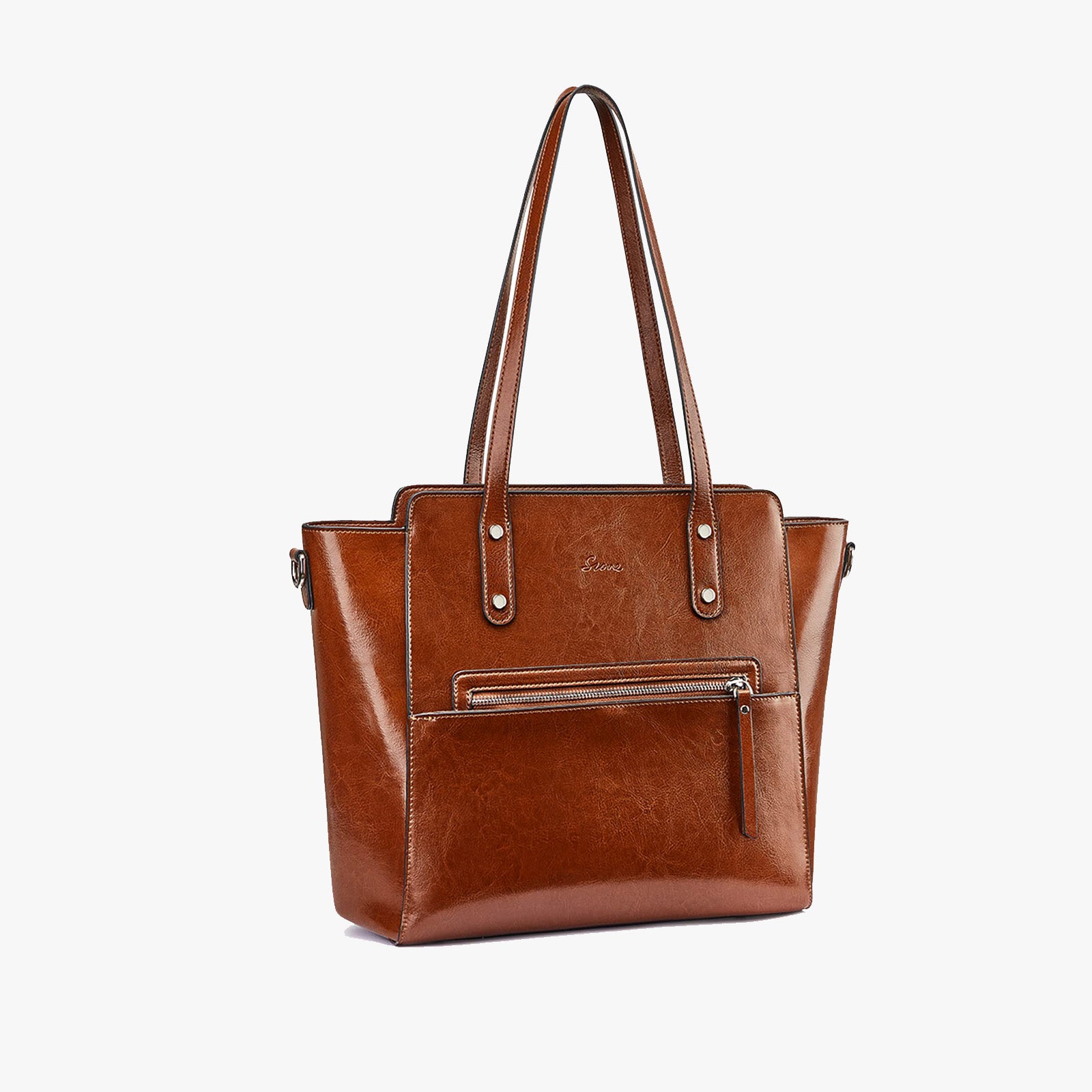 Genuine Leather Tote Bag With Luggage Sleeve