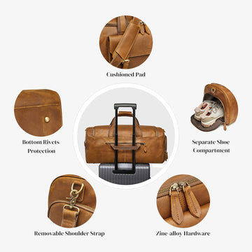 S-ZONE 50L Genuine Leather Duffel Bags For Traveling S-ZONE 50L Genuine Leather Duffel Bags For Traveling