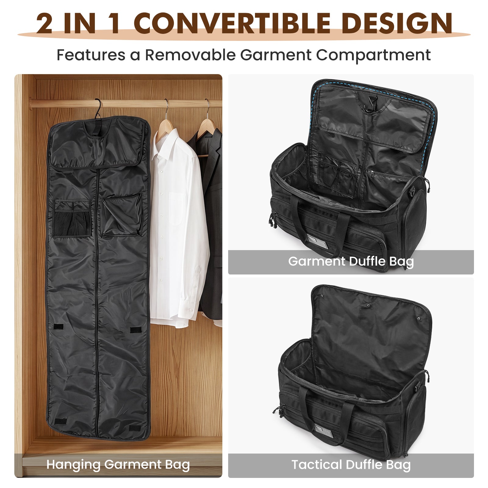 Convertible Garment Duffle 45L with Shoe Compartment