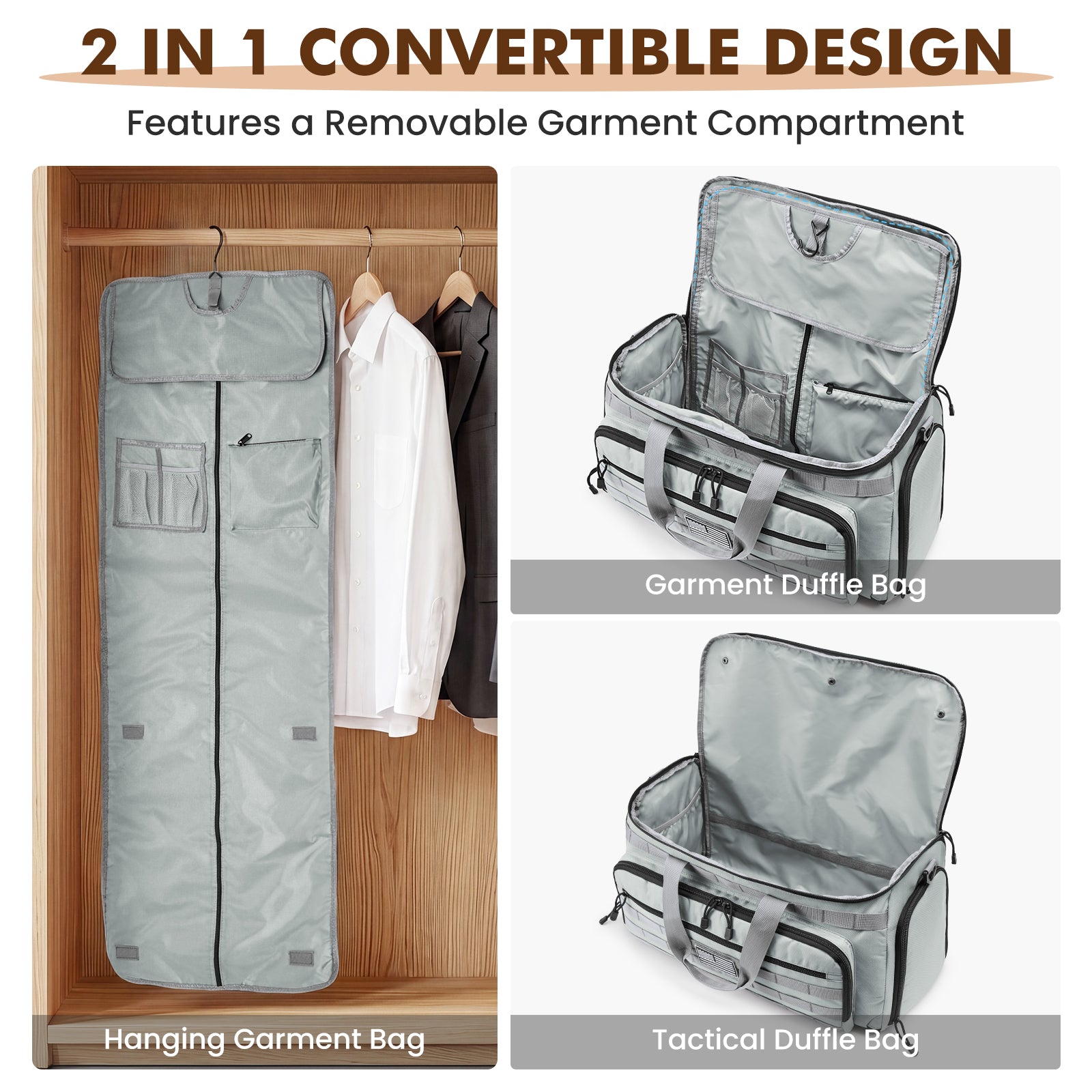 Convertible Garment Duffle 45L with Shoe Compartment