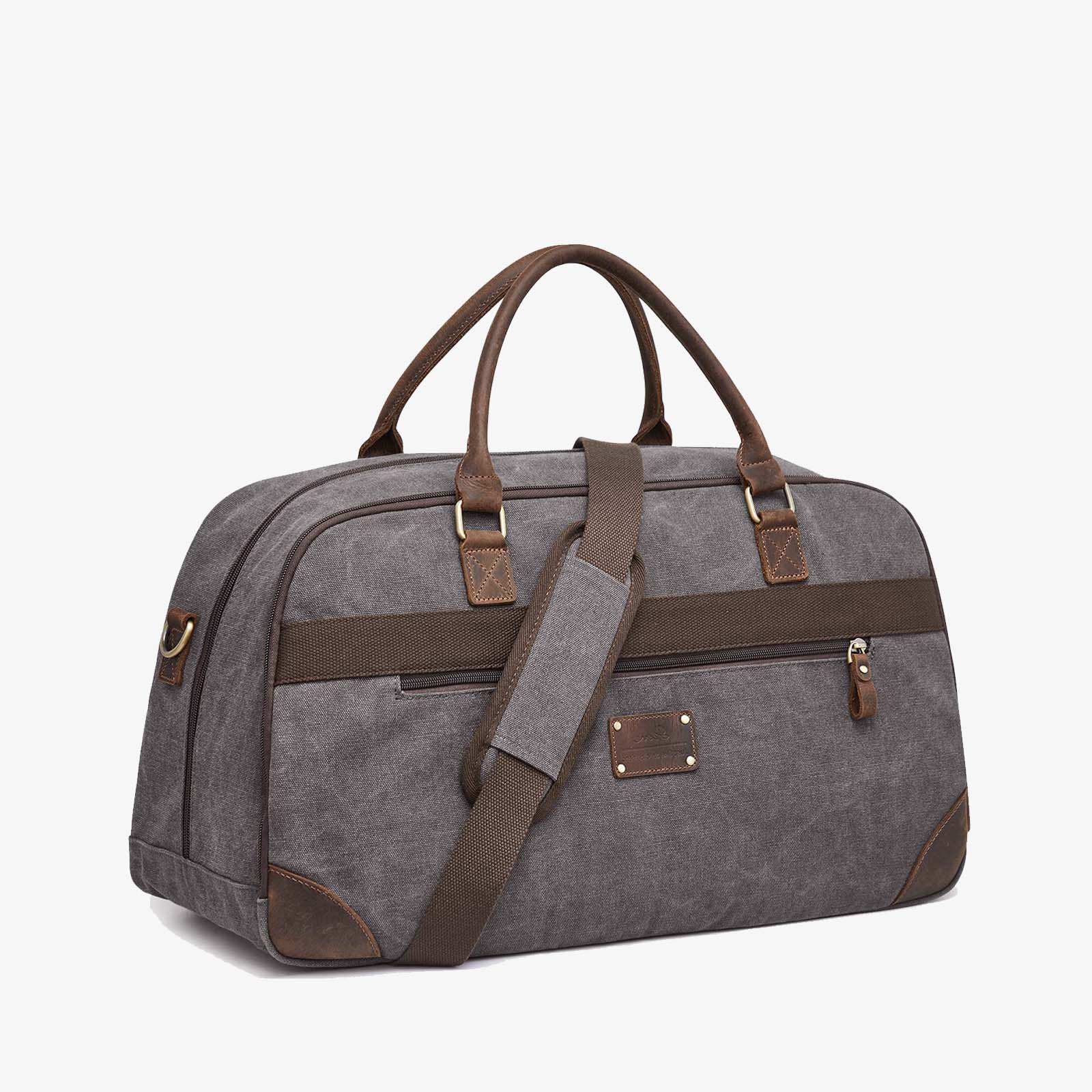 1 Rated Men's Weekend Bag - Leather and Canvas Duffel Bag - Steurer & Jacoby