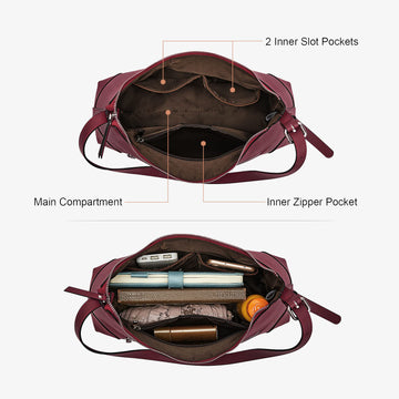 S-ZONE Genuine Leather Shoulder Bag for Women Hobo Purse Handbag Crocodile  Pattern Zipper Small Classic