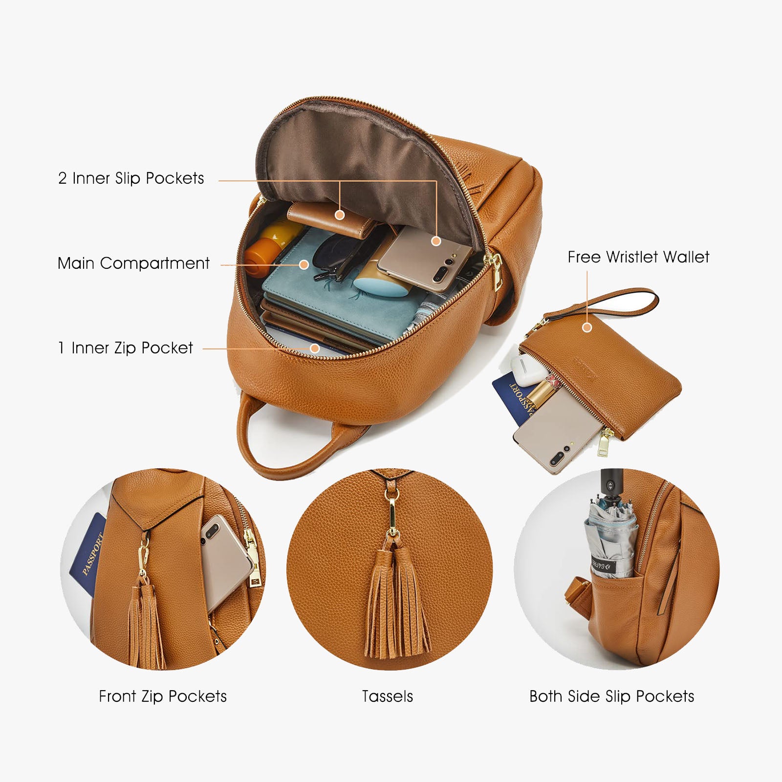 Soft Casual Daypack Fashion Backpack with Wristlet Wallet