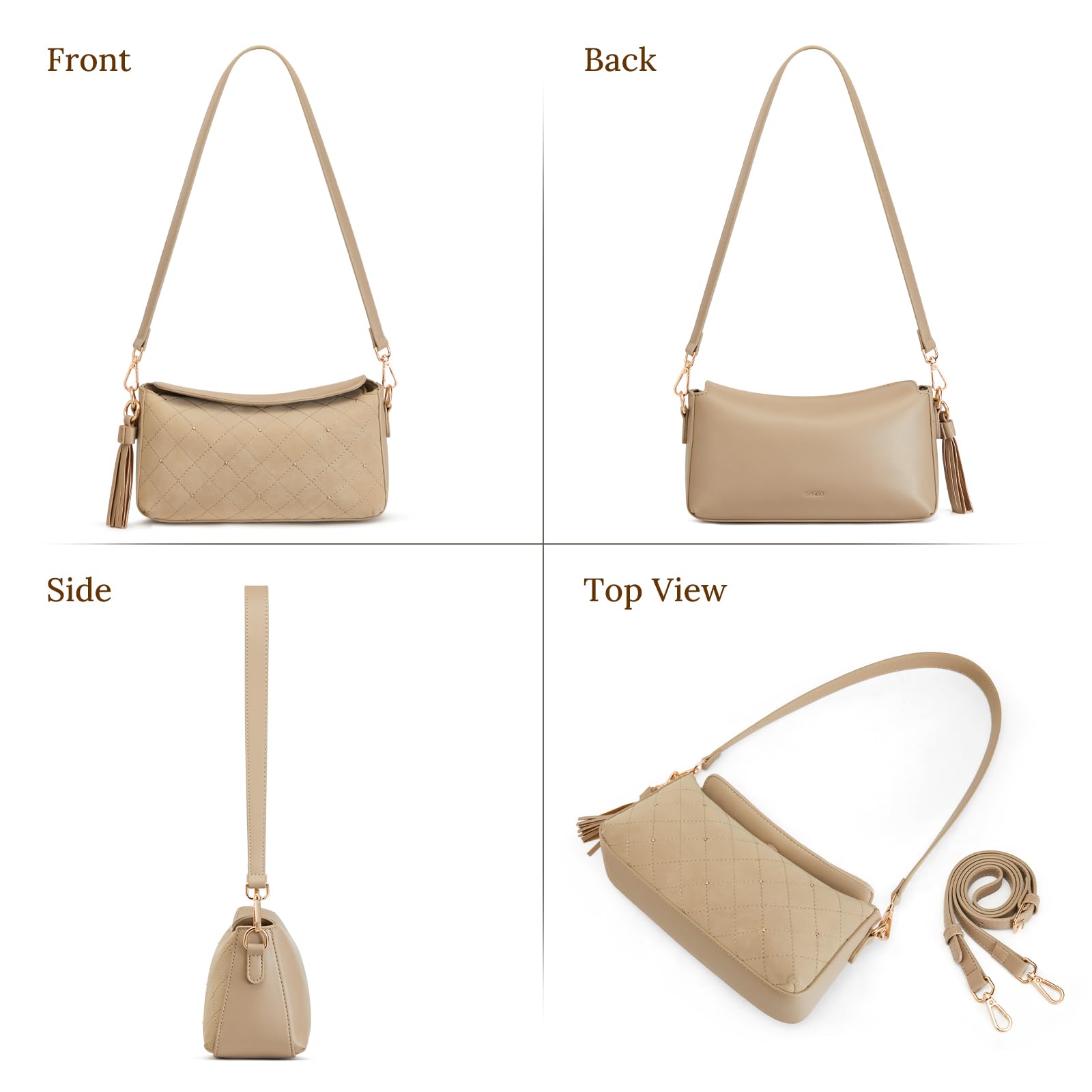 S-ZONE Small Purses for Women, Hobo Crossbody Shoulder Bag 2 Straps