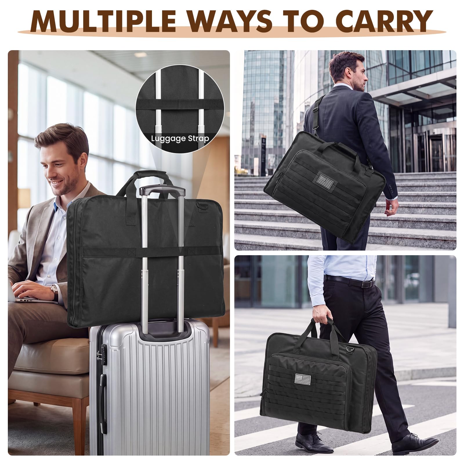 S-ZONE Garment Bags for Travel Carry On Garment Bags for Hanging Clothes Foldable Suit Bag for Men with Shoulder Strap