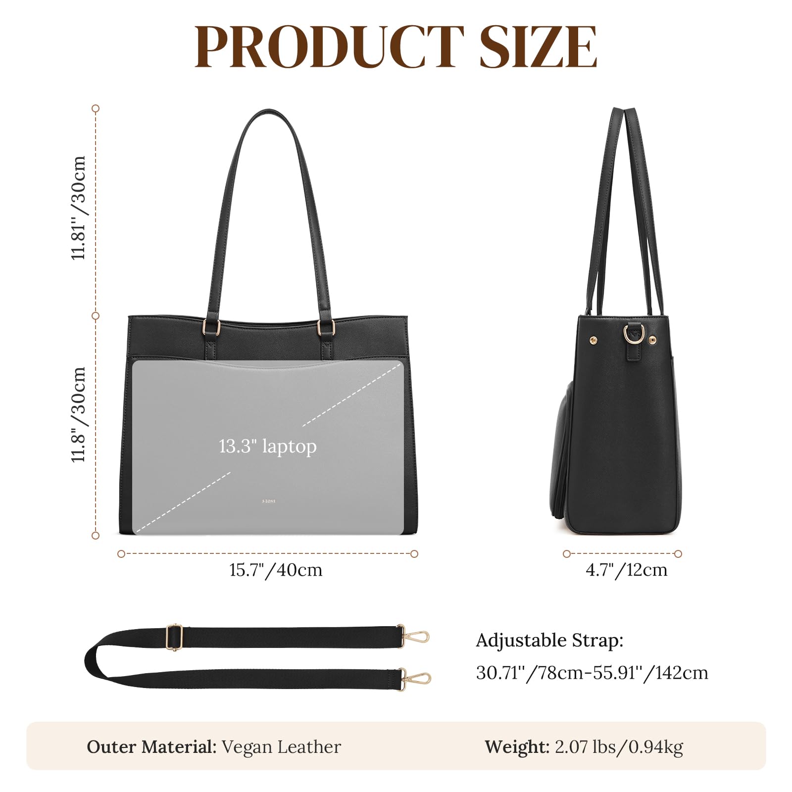 S-ZONE Lunch Tote Bag for Women, Work Bag with Insulated Lunch Compartment