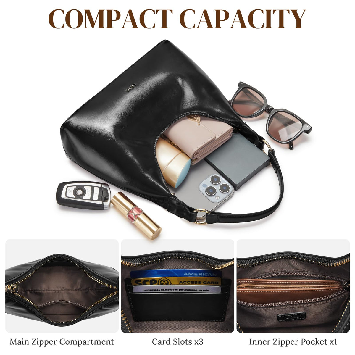 S-ZONE Small Crossbody Bags for Women Handbag Everyday Purse 2 Straps
