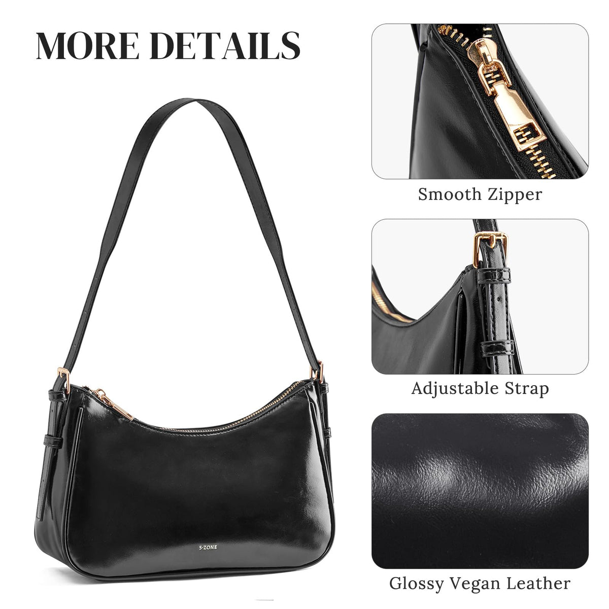 S-ZONE Small Shoulder Bag for Women Hobo Purses Work Travel