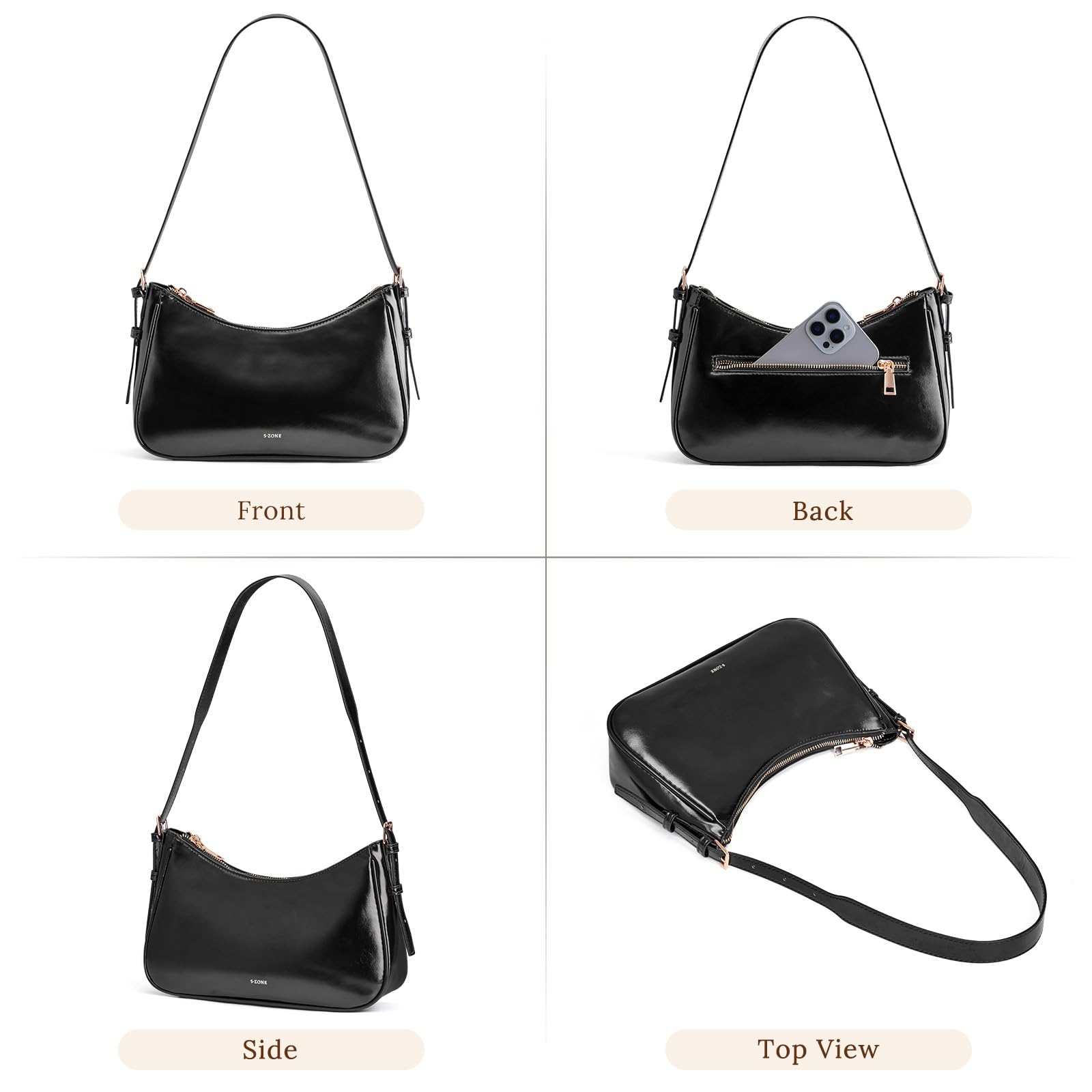 S-ZONE Small Shoulder Bag for Women Hobo Purses Work Travel