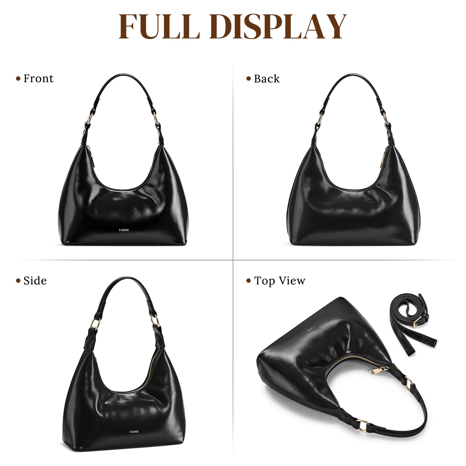 S-ZONE Small Crossbody Bags for Women Handbag Everyday Purse 2 Straps