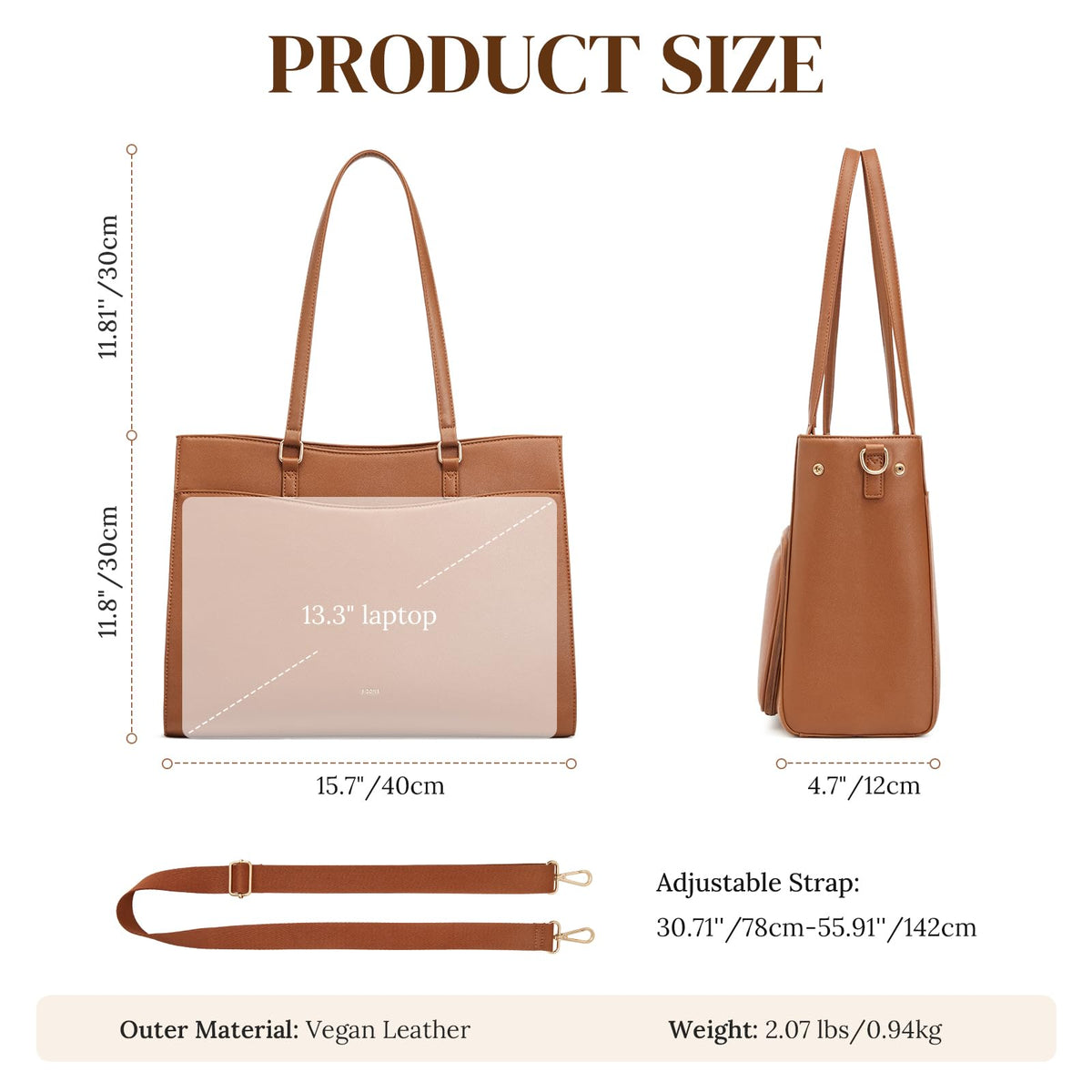 S-ZONE Lunch Tote Bag for Women, Work Bag with Insulated Lunch Compartment