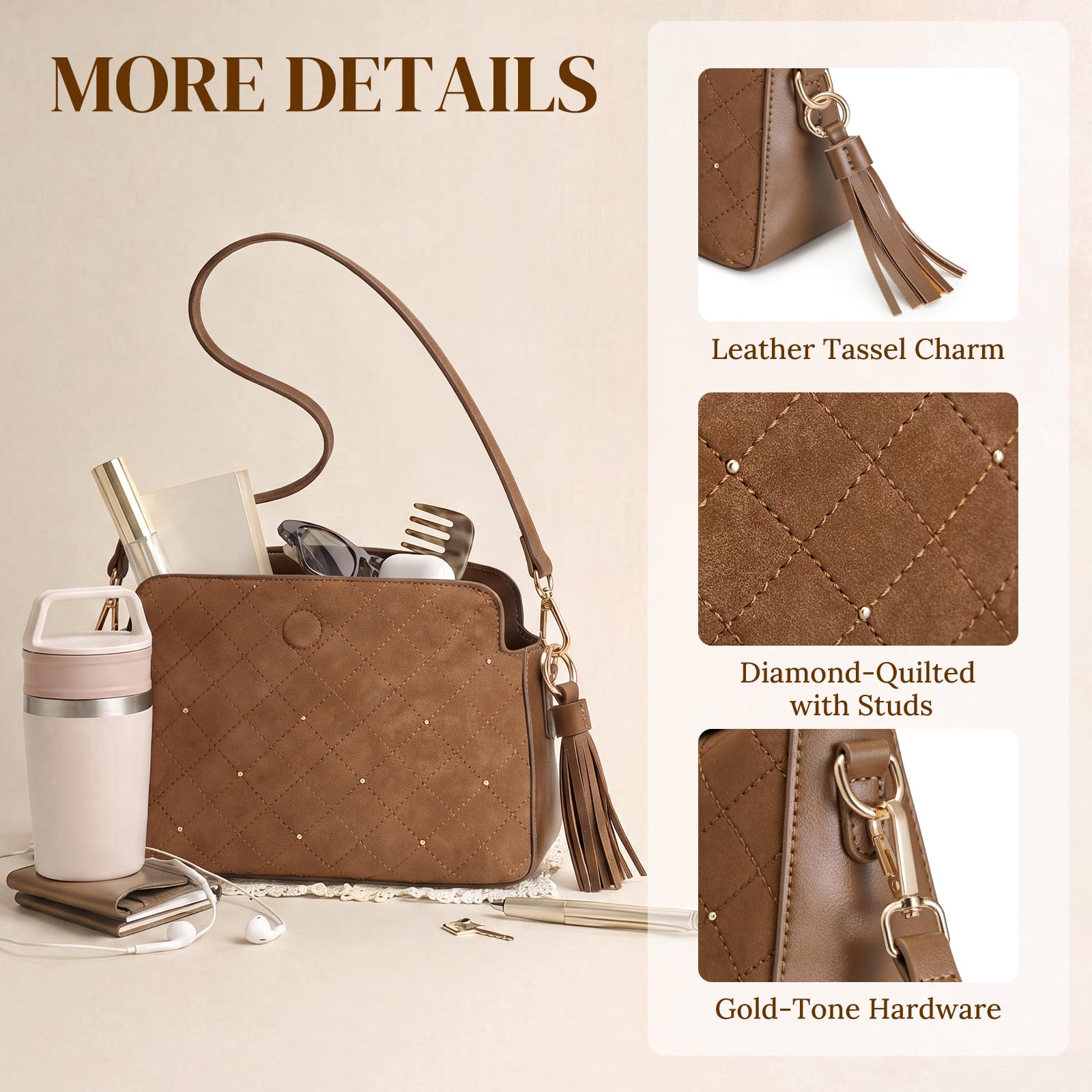 S-ZONE Small Purses for Women, Hobo Crossbody Shoulder Bag 2 Straps