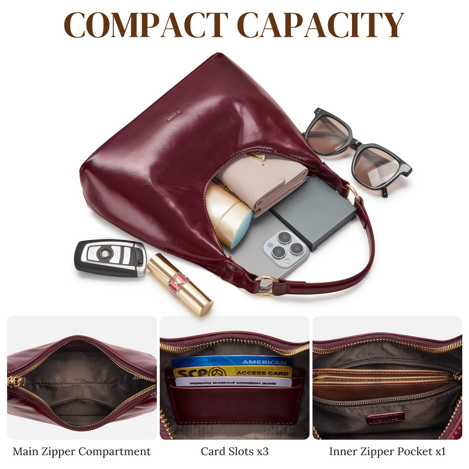S-ZONE Small Crossbody Bags for Women Handbag Everyday Purse 2 Straps