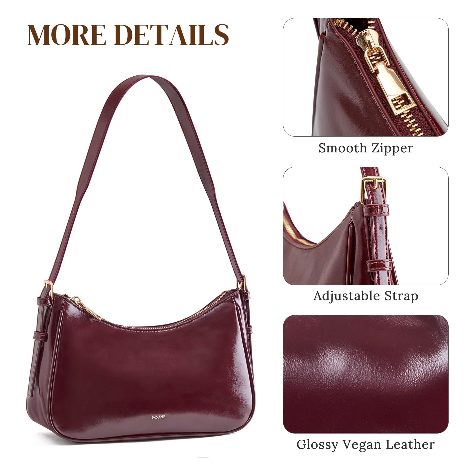 S-ZONE Small Shoulder Bag for Women Hobo Purses Work Travel