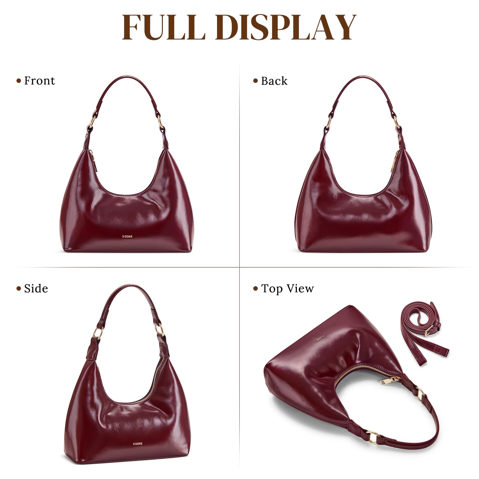 S-ZONE Small Crossbody Bags for Women Handbag Everyday Purse 2 Straps