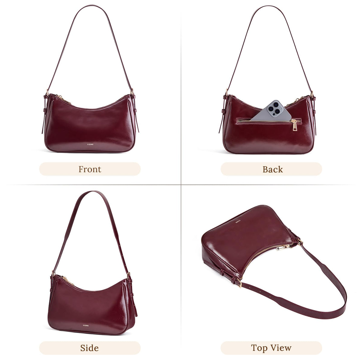 S-ZONE Small Shoulder Bag for Women Hobo Purses Work Travel