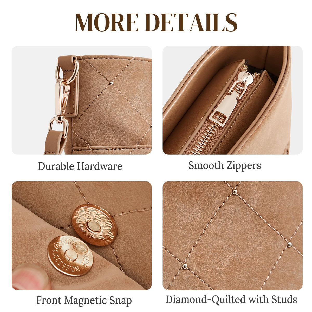 S-ZONE Faux Suede Purses for Women, Bucket Handbag Crossbody Bag 2 Straps