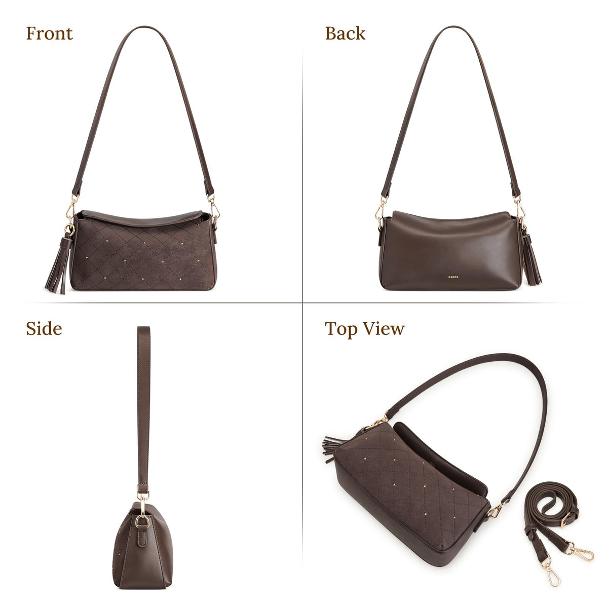S-ZONE Small Purses for Women, Hobo Crossbody Shoulder Bag 2 Straps