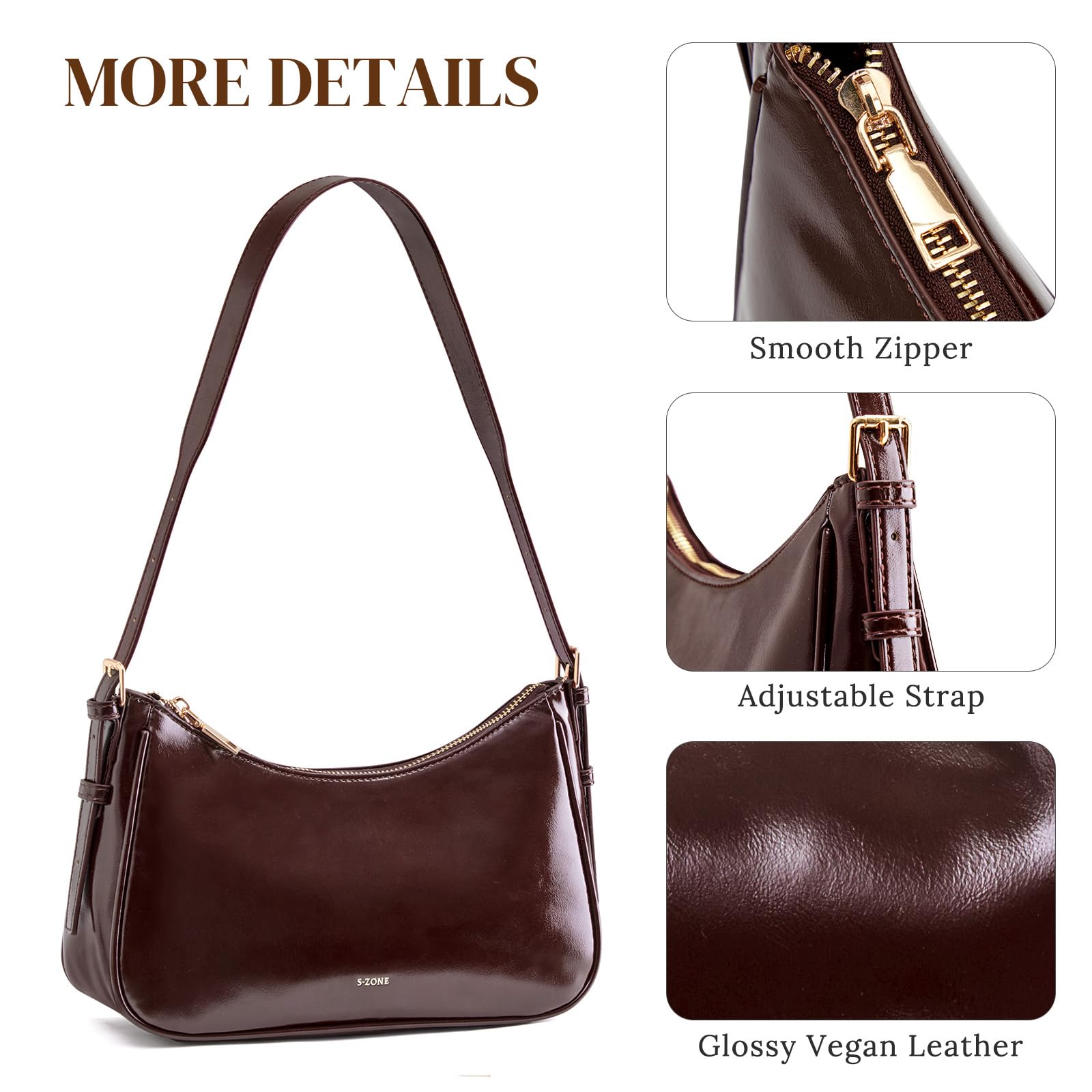 S-ZONE Small Shoulder Bag for Women Hobo Purses Work Travel