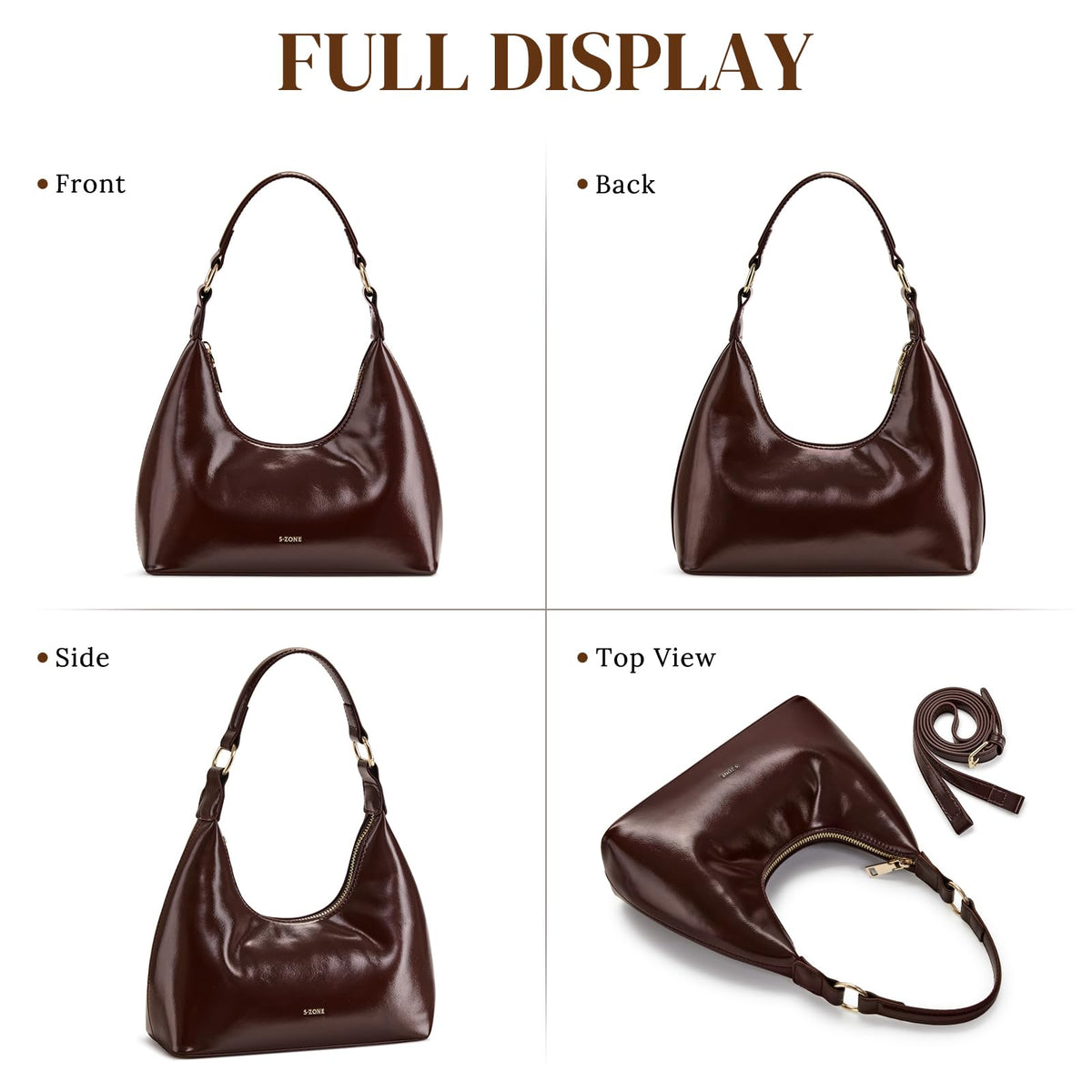 S-ZONE Small Crossbody Bags for Women Handbag Everyday Purse 2 Straps