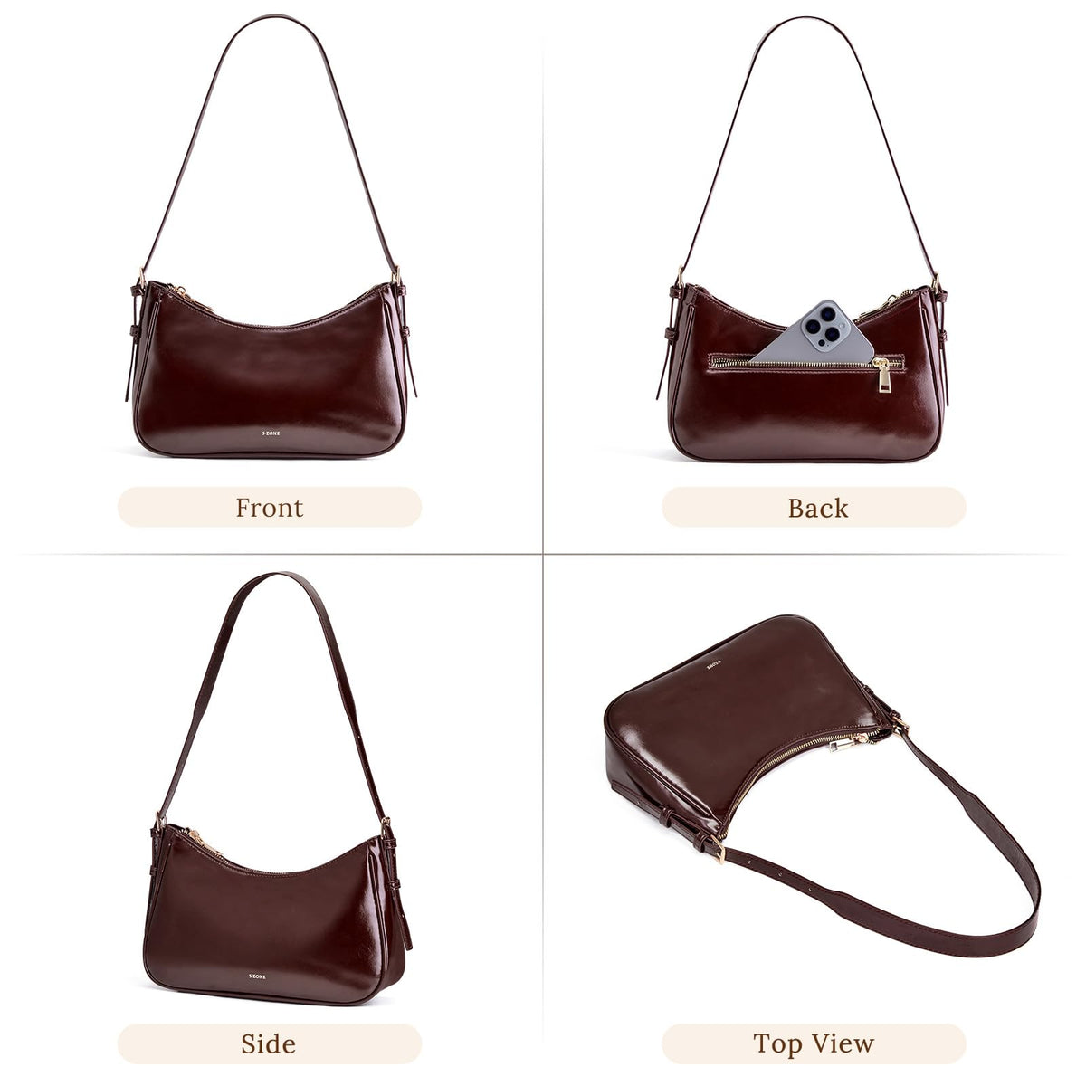 S-ZONE Small Shoulder Bag for Women Hobo Purses Work Travel