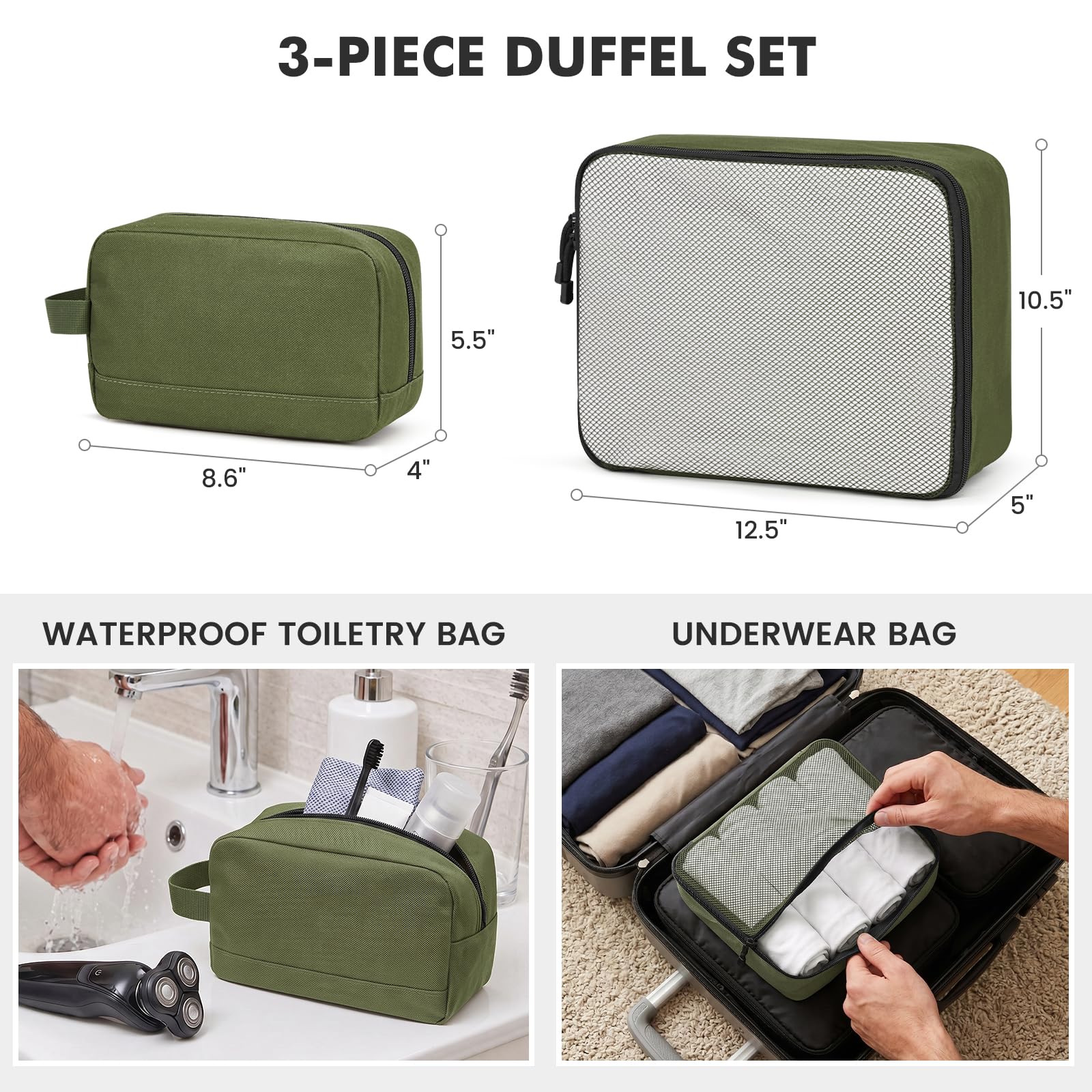 Expandable Travel Duffle Bag 60L with Shoe Compartment