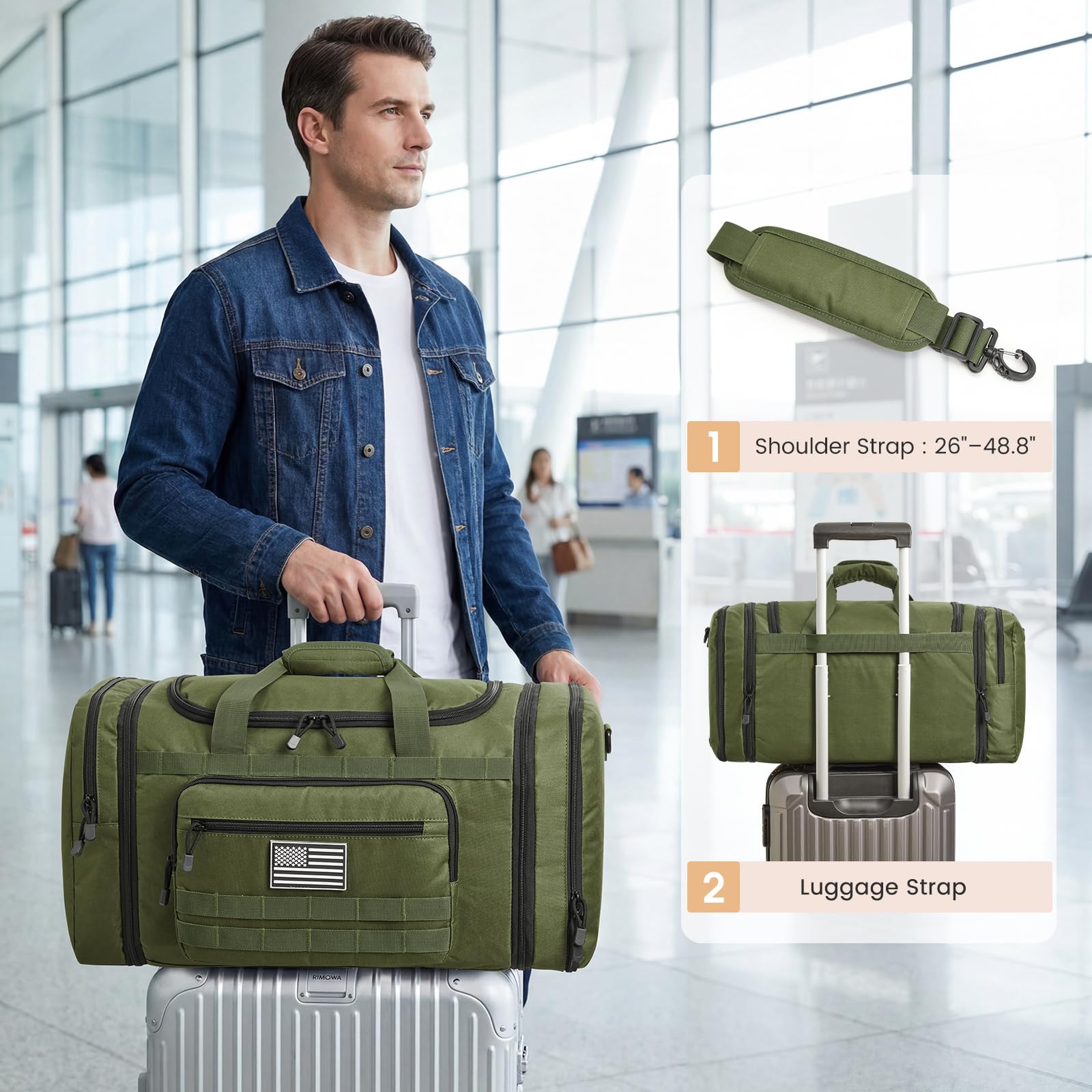 Expandable Travel Duffle Bag 60L with Shoe Compartment