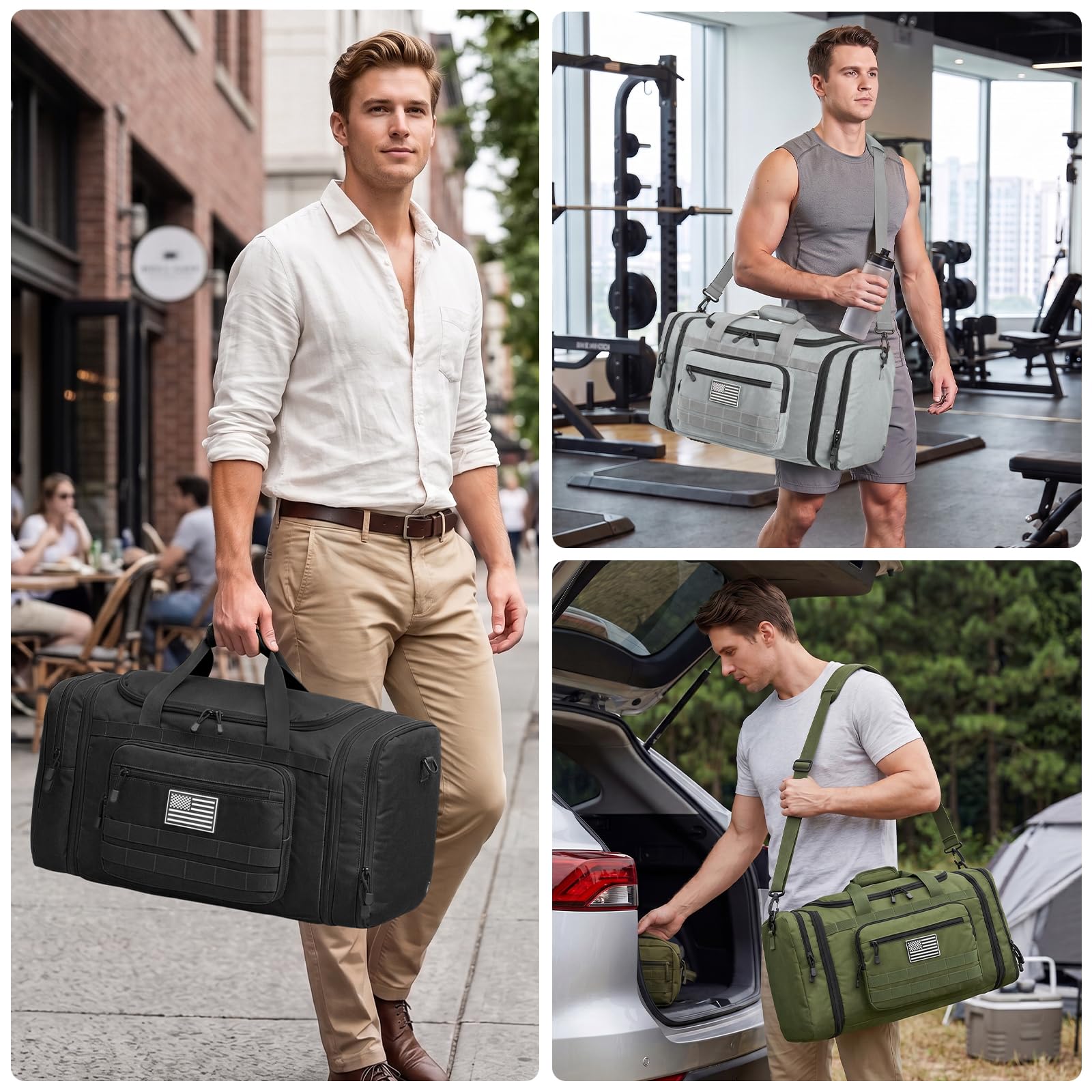 Expandable Travel Duffle Bag 60L with Shoe Compartment