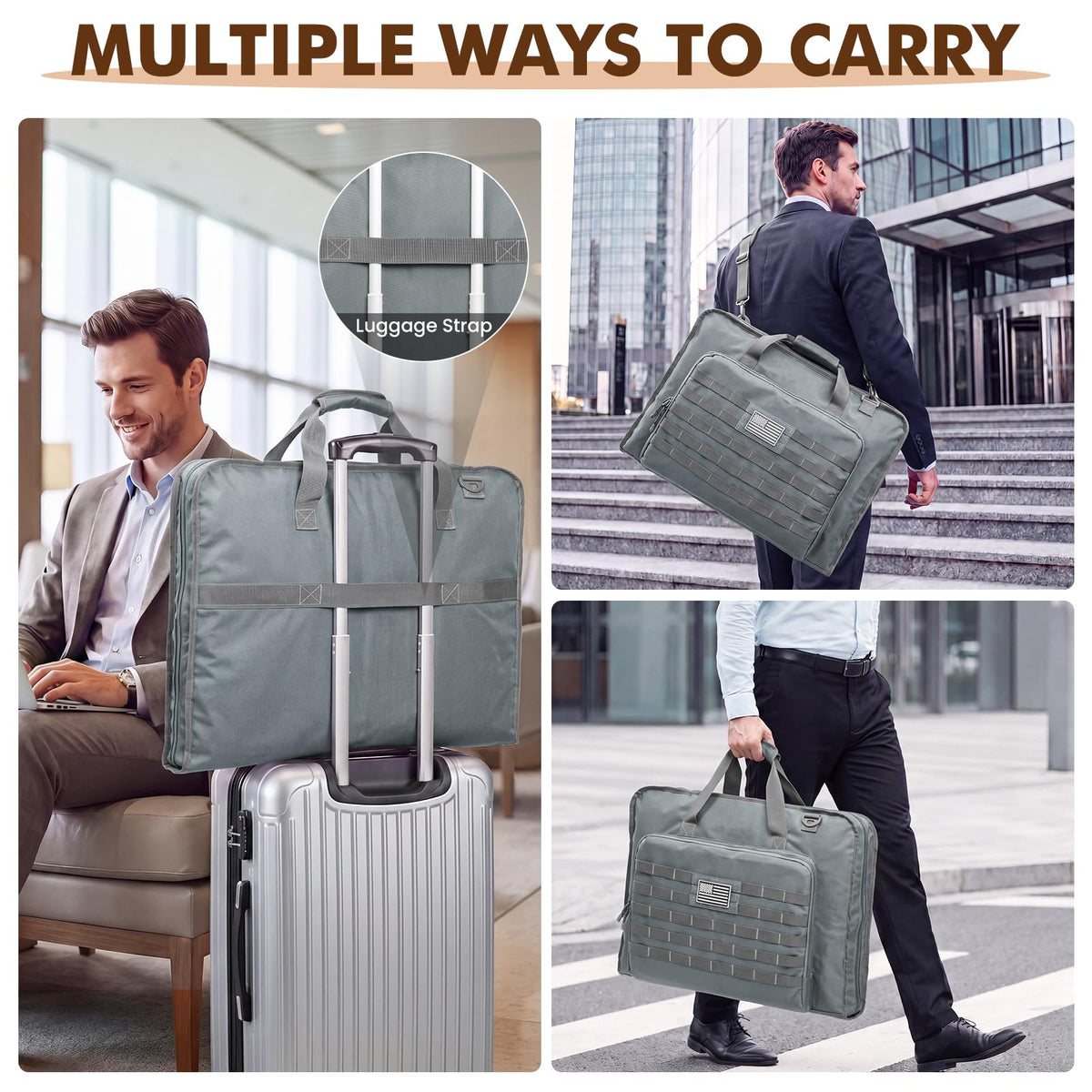 S-ZONE Garment Bags for Travel Carry On Garment Bags for Hanging Clothes Foldable Suit Bag for Men with Shoulder Strap