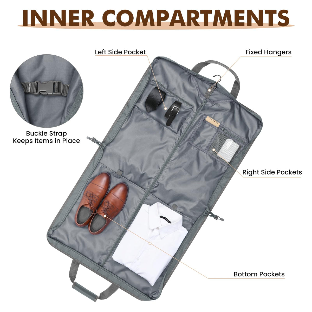 S-ZONE Garment Bags for Travel Carry On Garment Bags for Hanging Clothes Foldable Suit Bag for Men with Shoulder Strap