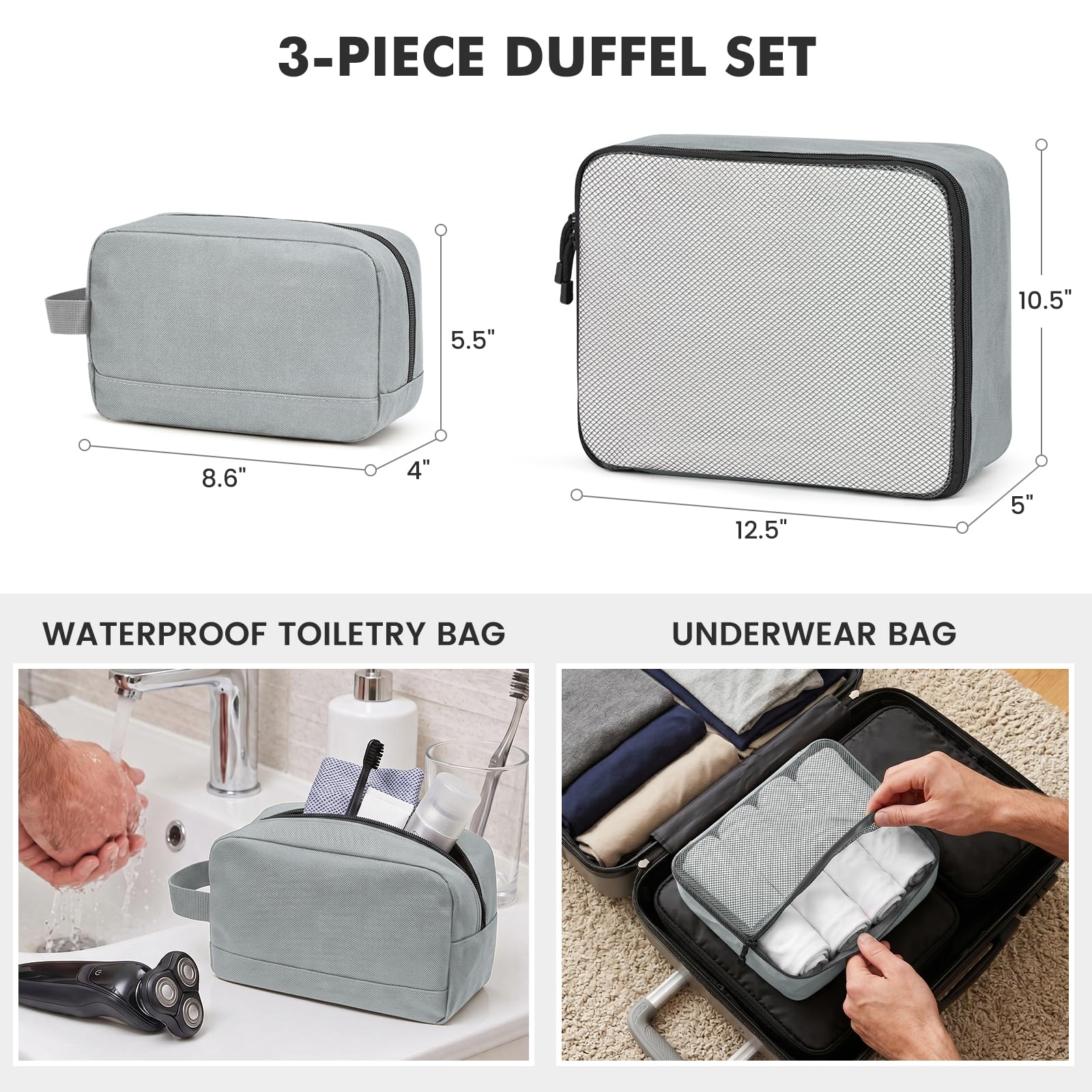 Expandable Travel Duffle Bag 60L with Shoe Compartment