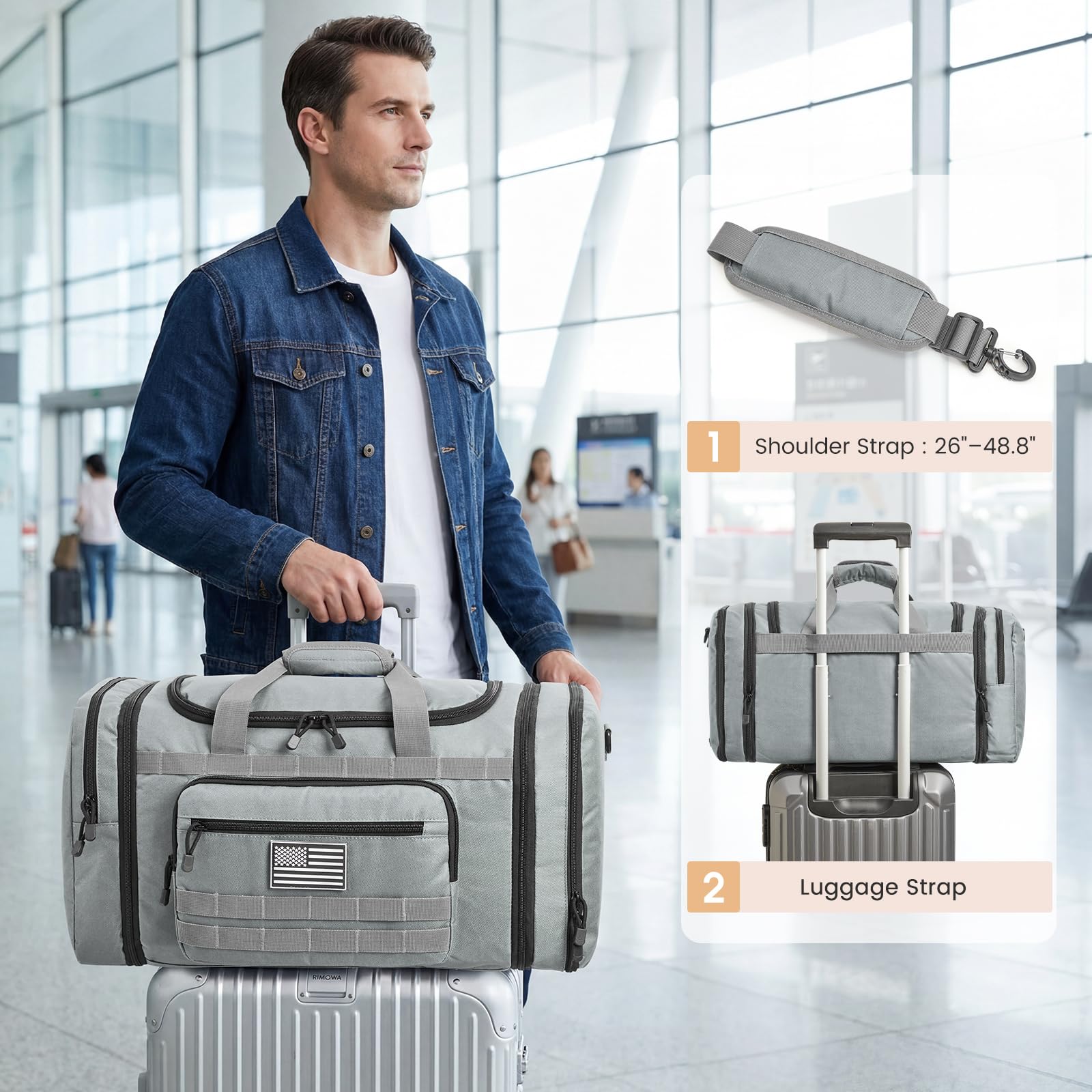 Expandable Travel Duffle Bag 60L with Shoe Compartment
