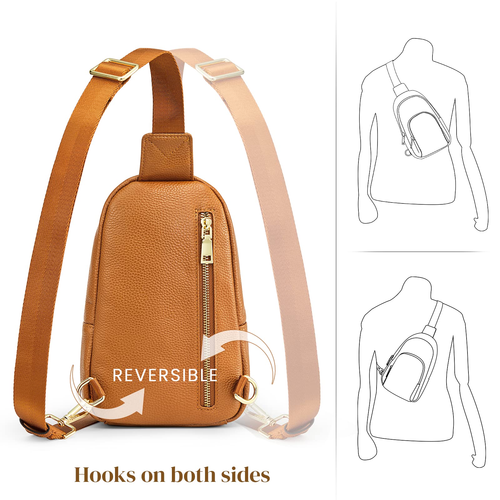 RFID Blocking Leather Sling Chest Bags Gifts For Women