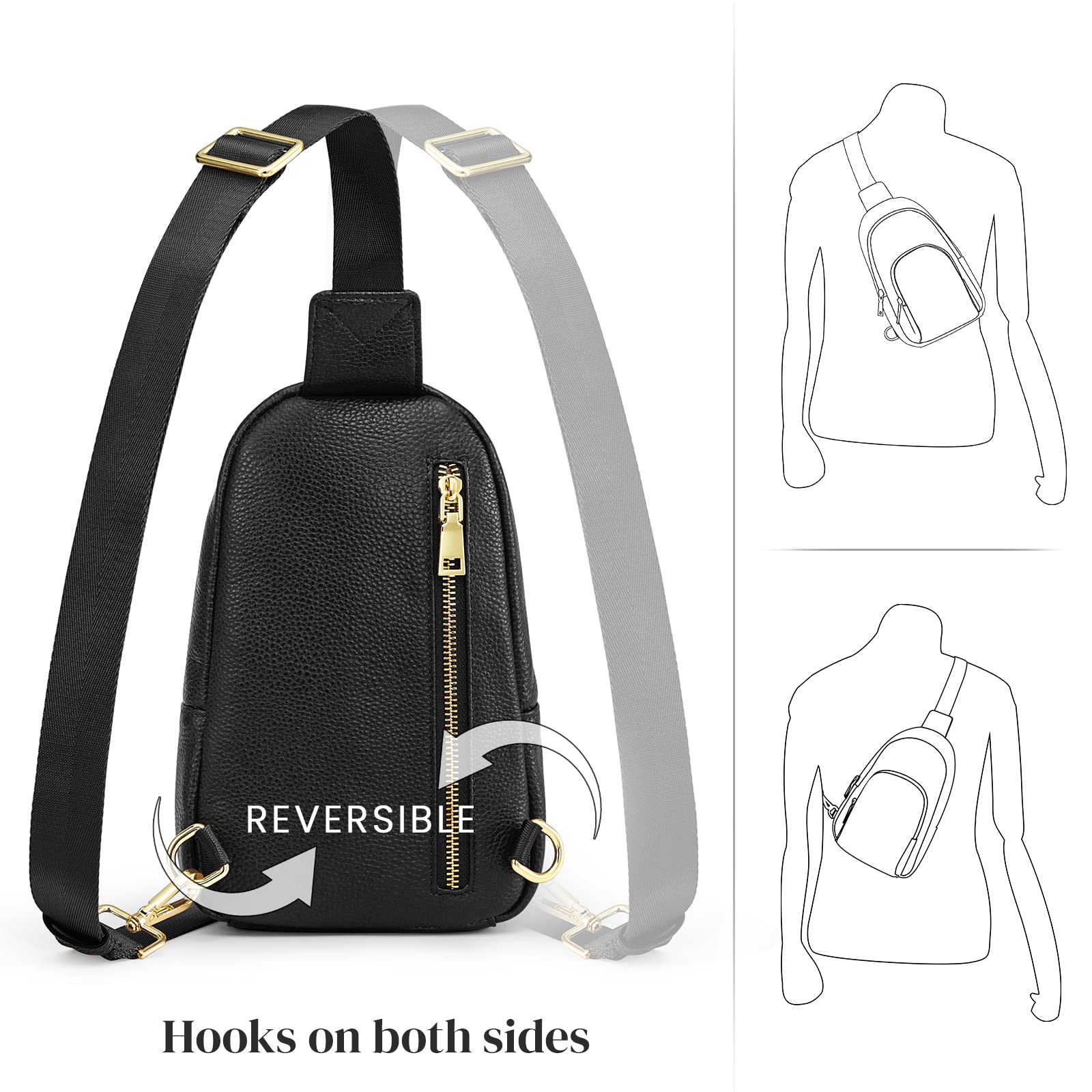 RFID Blocking Leather Sling Chest Bags Gifts For Women