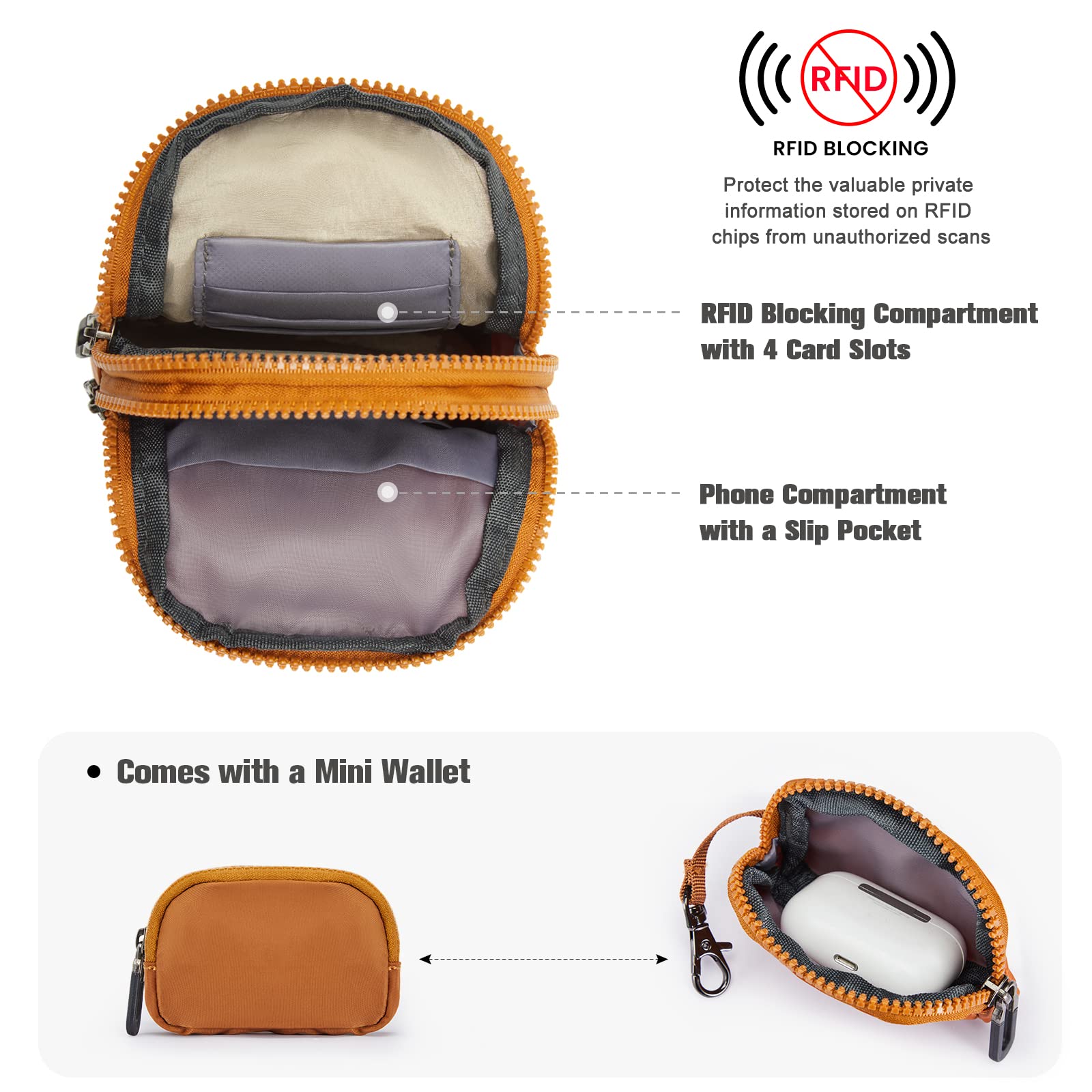 RFID Blocking Lightweight Small Fanny Packs Nylon Sling Bag Women
