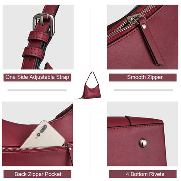 S-ZONE Genuine Leather Shoulder Bag for Women Hobo Purse Handbag Crocodile  Pattern Zipper Small Classic