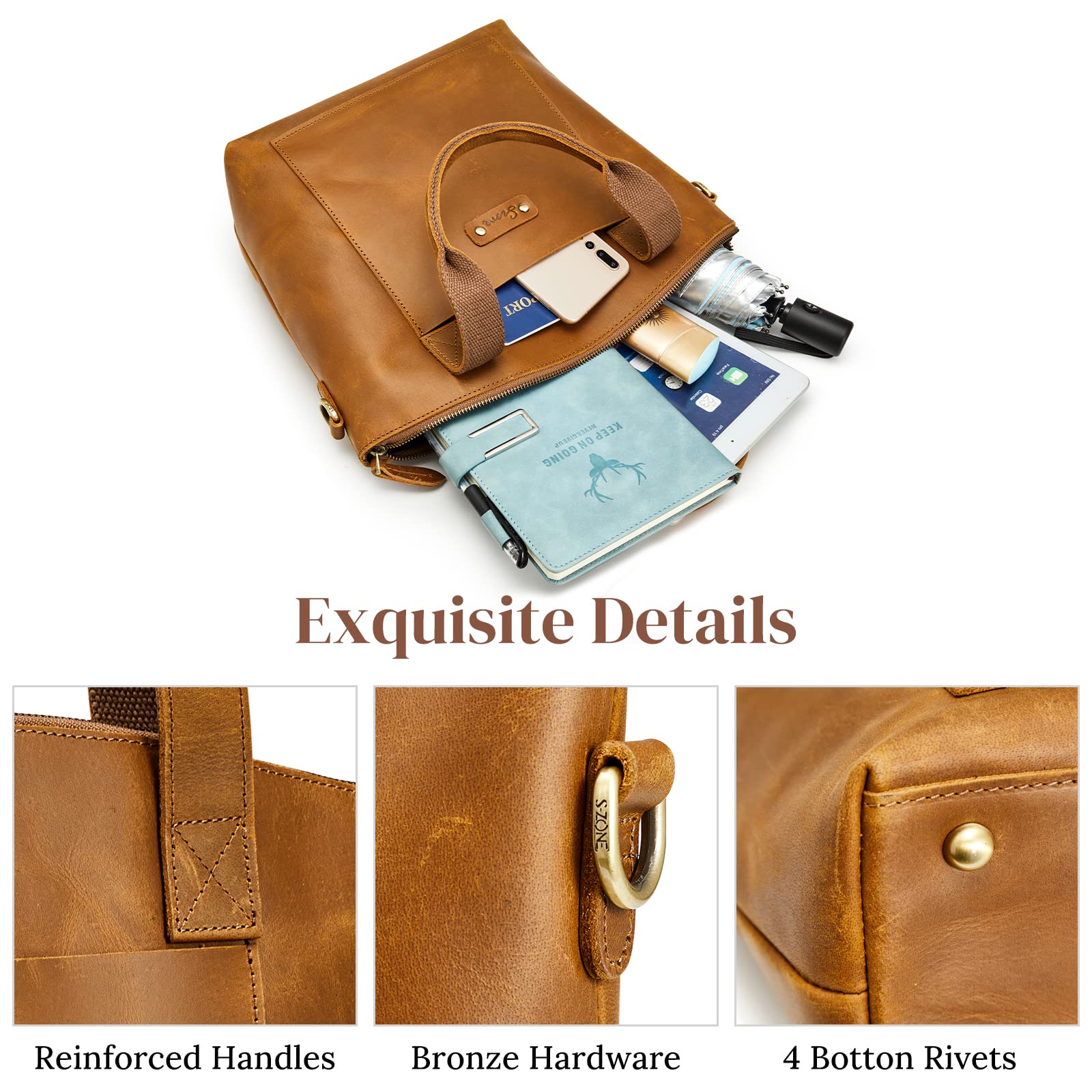 Genuine Leather Top-Handle Satchel Bags