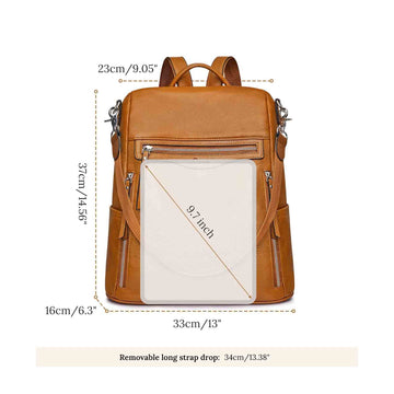 Tan Convertible Leather Backpack Shoulder Bag Crossbody 