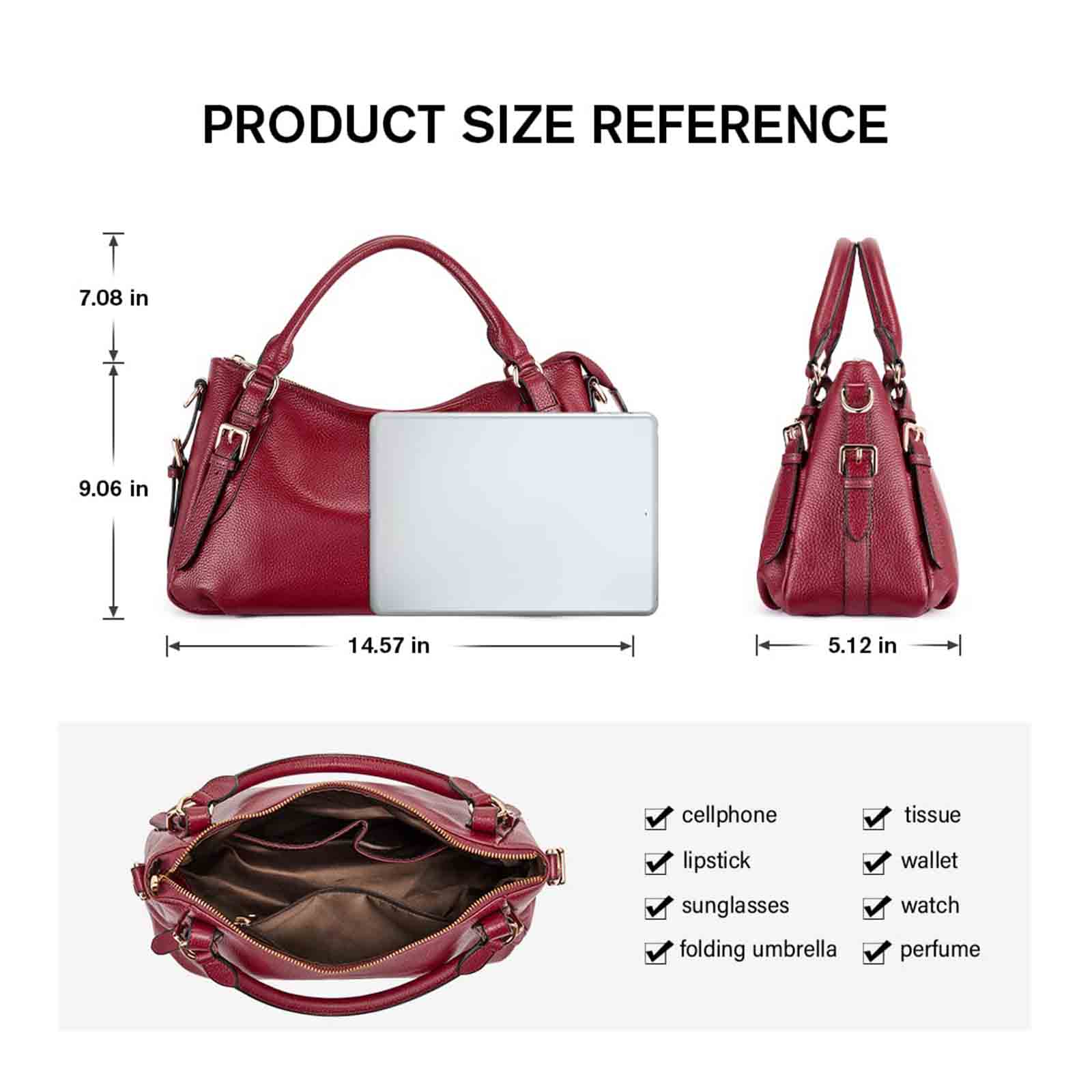 Designer Genuine Leather Medium Handbag