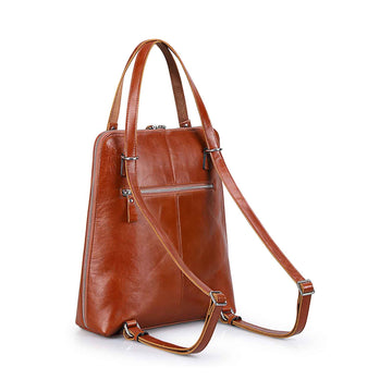 convertible leather school backpack Waterproof Leather School Backpack