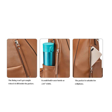 Roots Backpack S-Zone Women'S Genuine Leather Backpack Purse