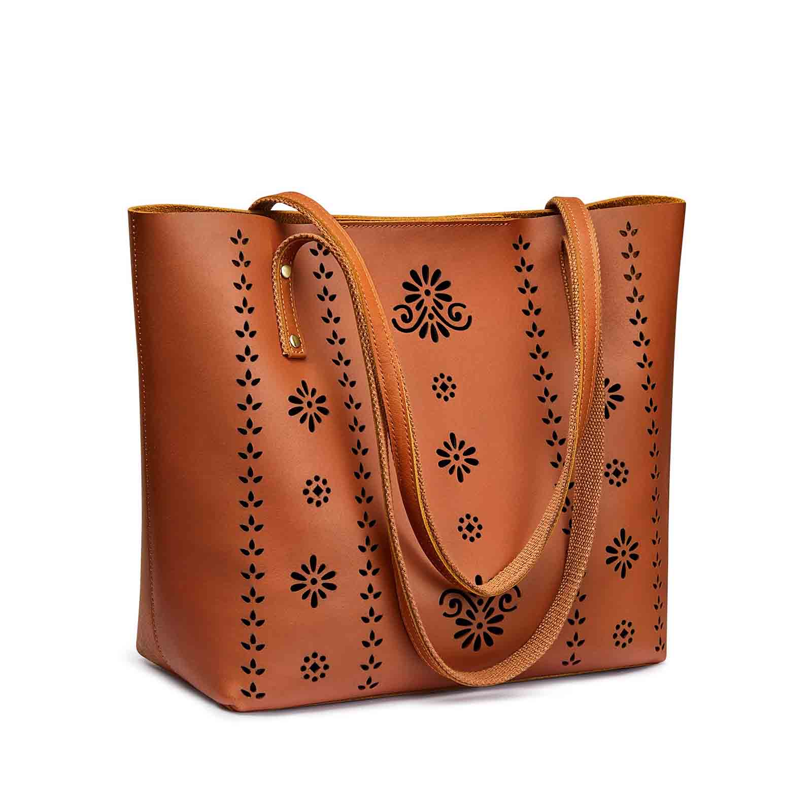 Vintage Genuine leather Tote bags with Cut-Out Detailing